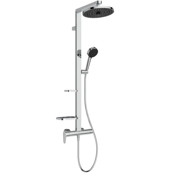 Ideal Standard Ceraflow Alu+ Duschsystem mit Brausearmatur, Chrom, 100% recyceltes Aluminium, 2 Strahlarten für Hand- und Kopfbrause, Idealflex-Brauseschlauch