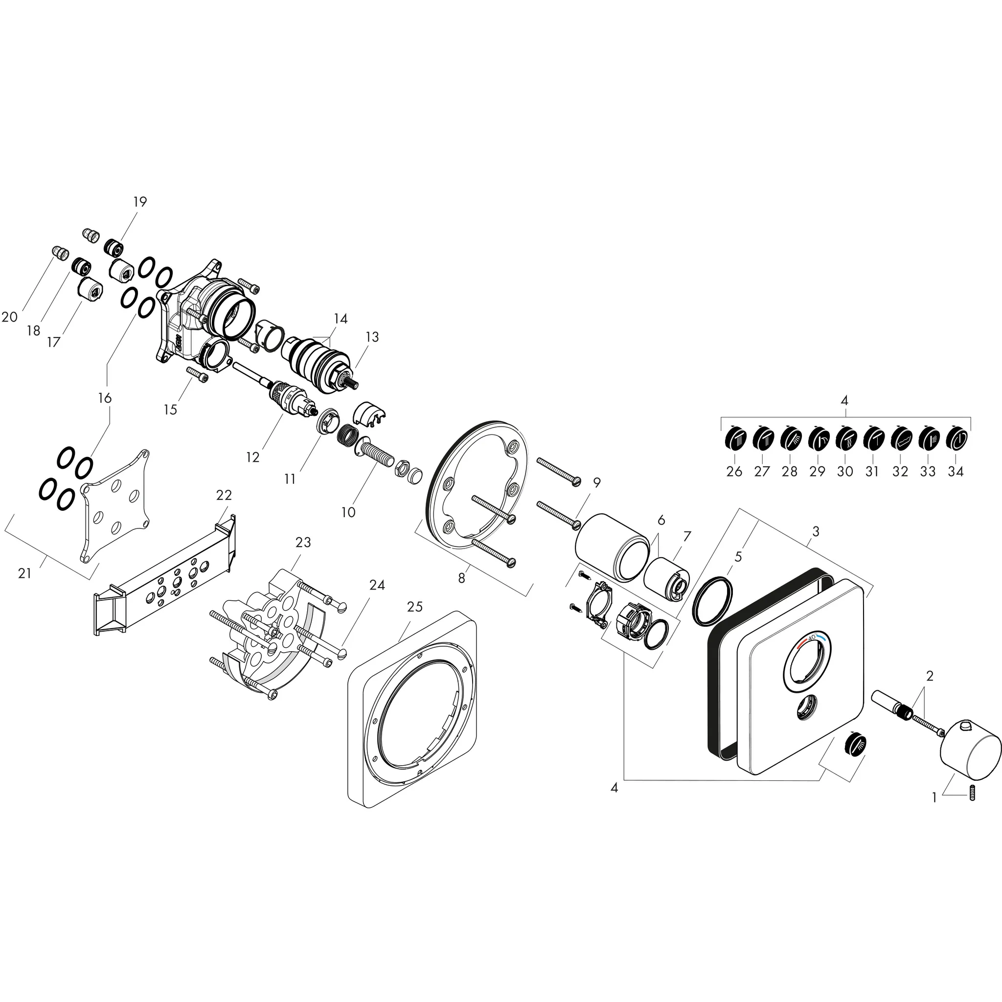 Thermostat UP Axor ShowerSelect Highflow FS 1 Verbraucher chrom Thermostat UP Axor ShowerSelect Highflow FS 1 Verbraucher chrom