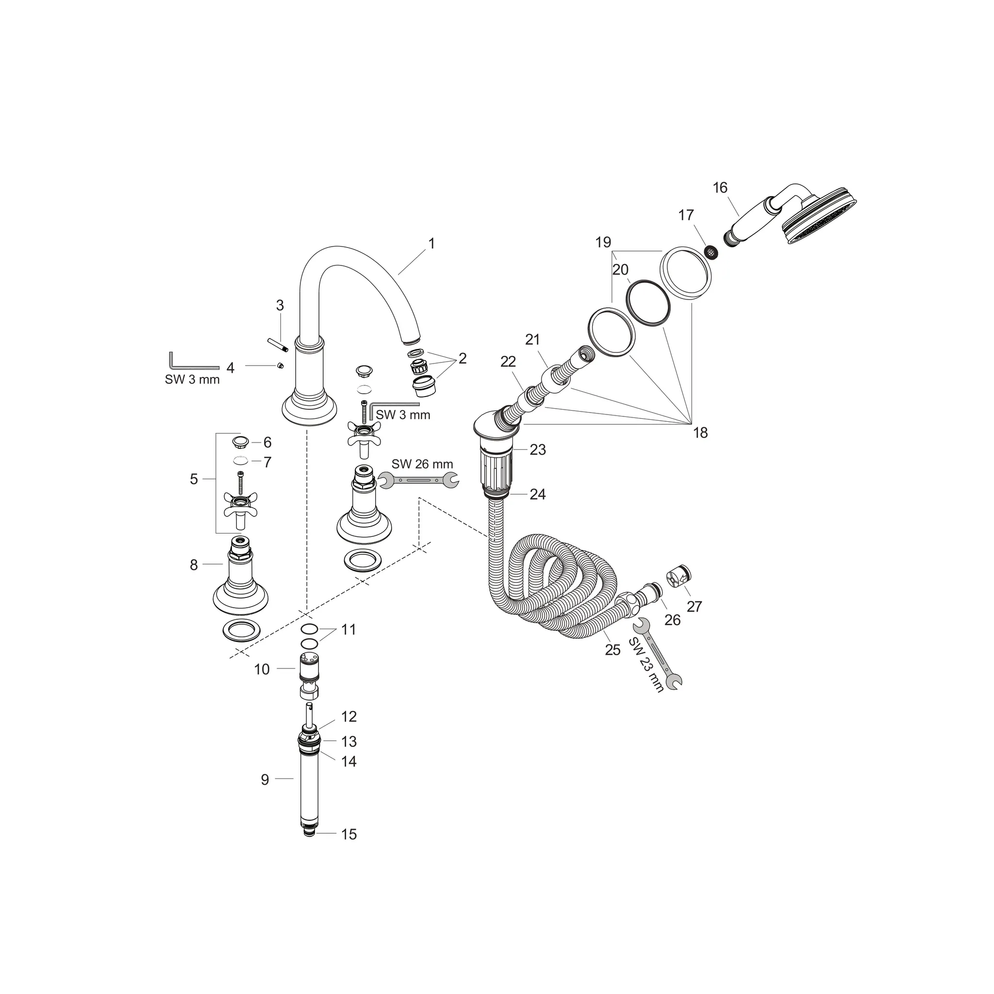 Hansgrohe AXOR Montreux 4-Loch Wannenrandarmatur Mischer Brushed Nickel Hansgrohe AXOR Montreux 4-Loch Wannenrandarmatur Mischer Brushed Nickel