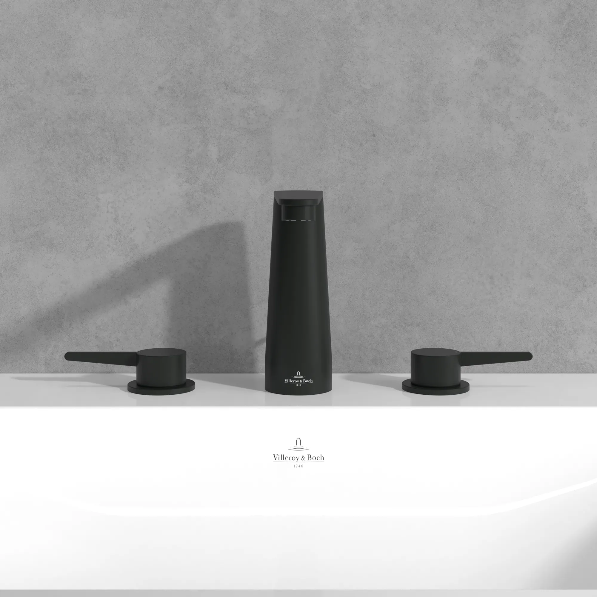 Zweihand-Waschtischarmatur „Conum“ 16,5 cm Ausladung 130 mm in Matt Black Zweihand-Waschtischarmatur „Conum“ 16,5 cm Ausladung 130 mm in Matt Black