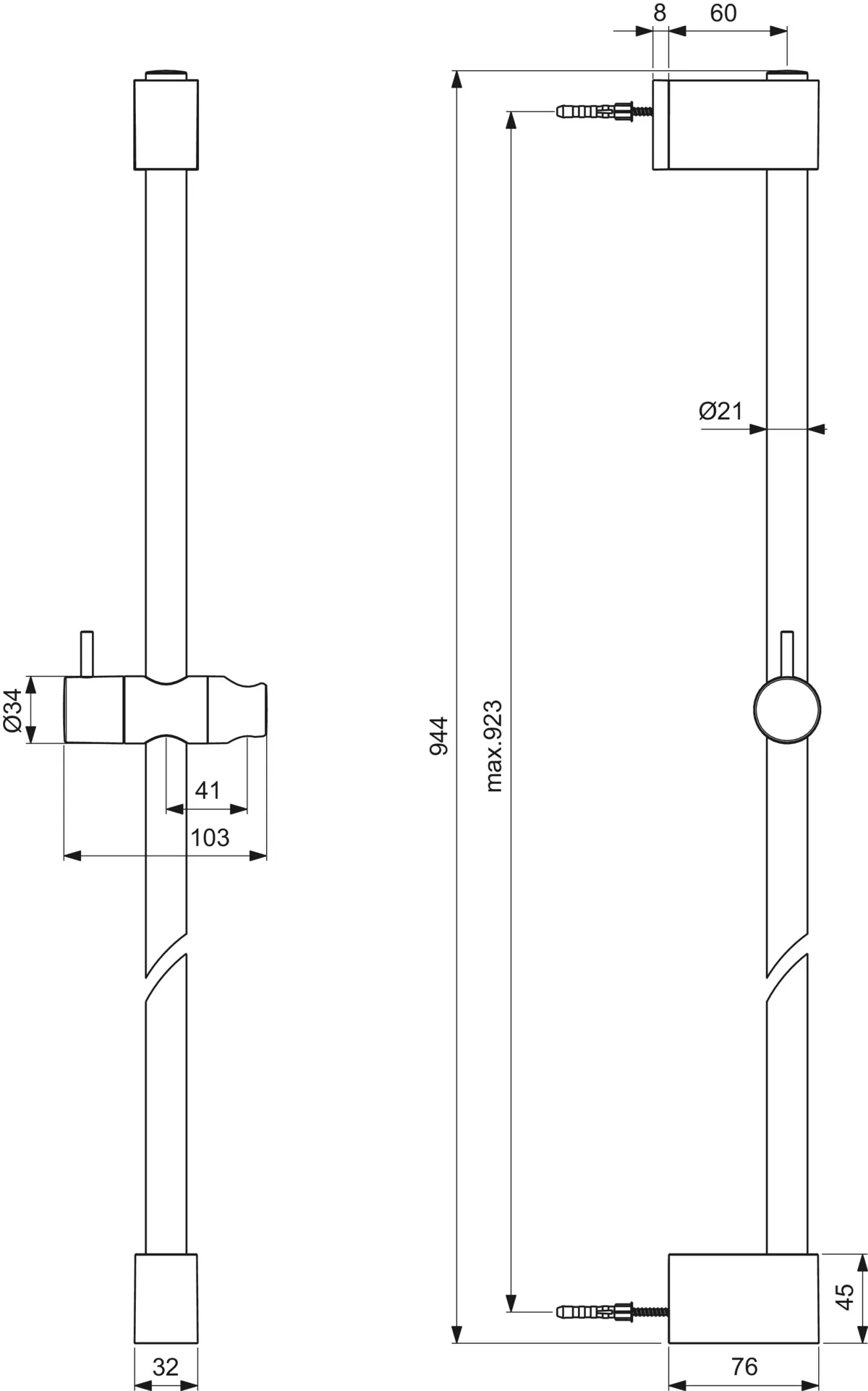 Brausestange Idealrain 900mm Chrom Brausestange Idealrain 900mm Chrom