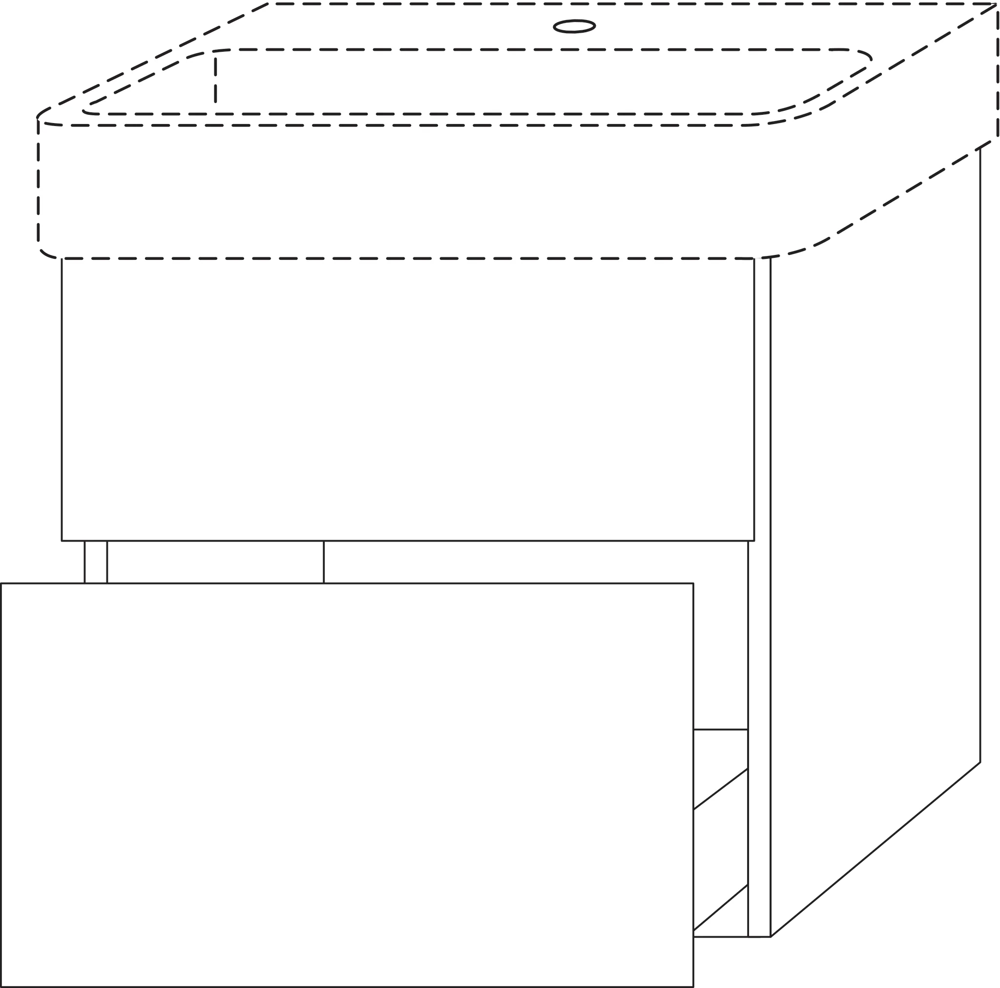 Waschtischunterbau mit Auszügen 3way (BS823) 588x710x397 Schwarz-Matt