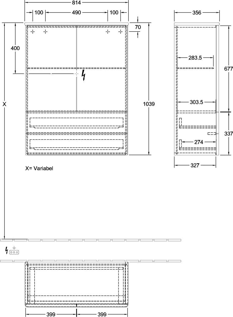 Villeroy & Boch Antao Highboard K47, anthrazit Villeroy & Boch Antao Highboard K47, anthrazit