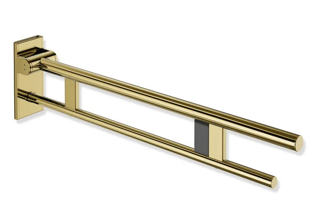 HEWI Stützklappgriff Duo System 900, Design A, Edelstahl PVD gold glänzend, Ausladung 850 mm, Funk-Spülauslösung rechts HEWI Stützklappgriff Duo System 900, Design A, Edelstahl PVD gold glänzend, Ausladung 850 mm, Funk-Spülauslösung rechts