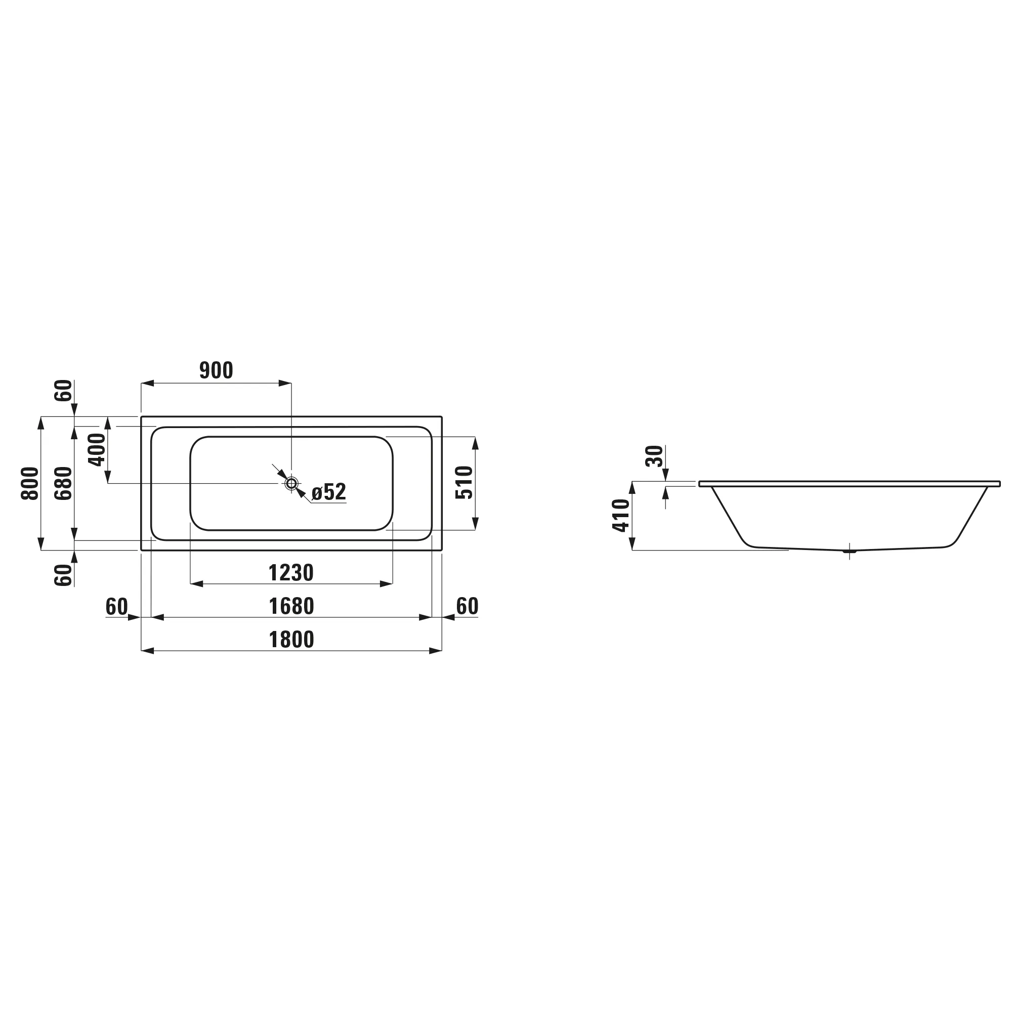 Laufen Badewanne „PRO S“ 800 mm in Weiß Laufen Badewanne „PRO S“ 800 mm in Weiß