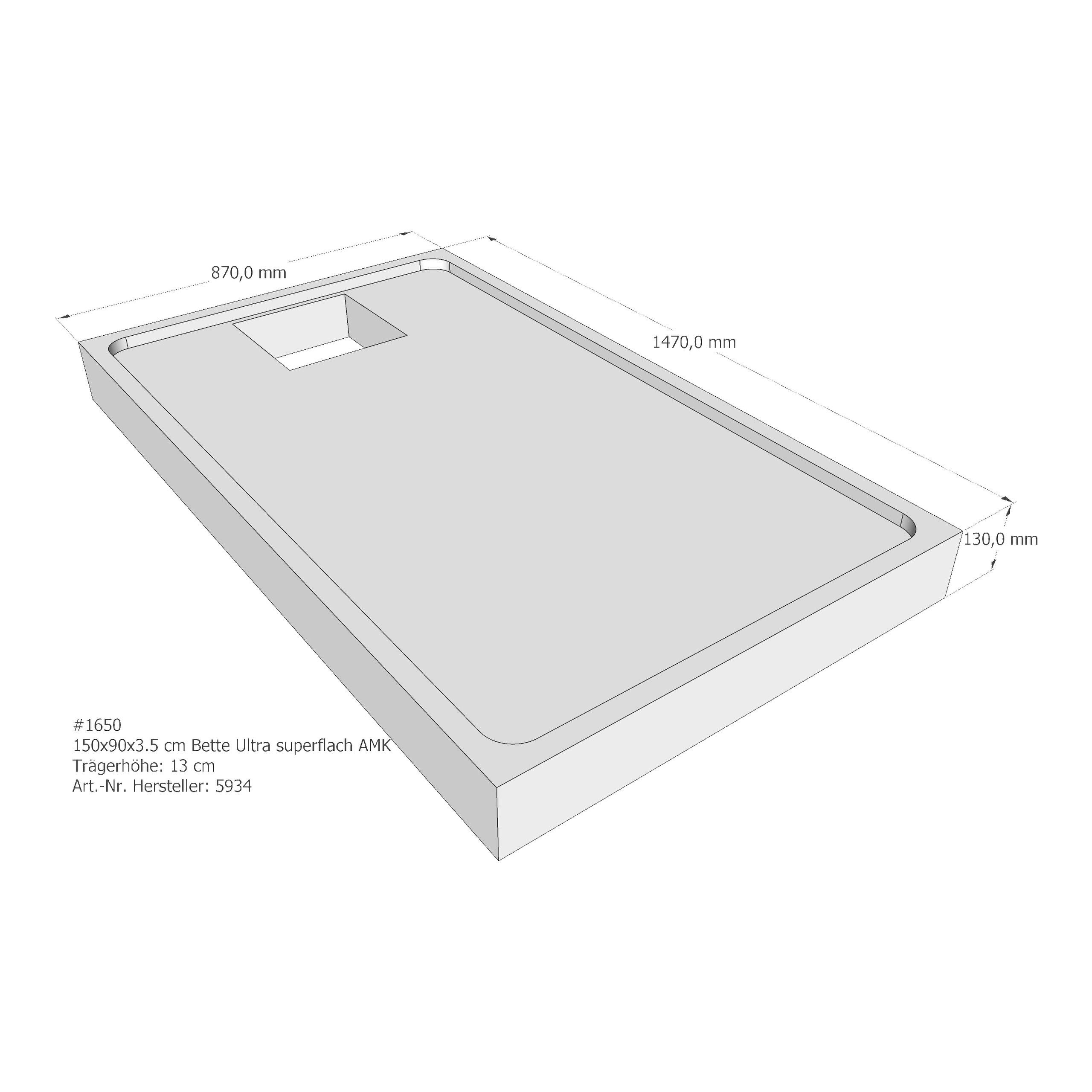 Duschwannenträger für Bette BetteUltra (superflach) 150 × 90 × 3,5 cm