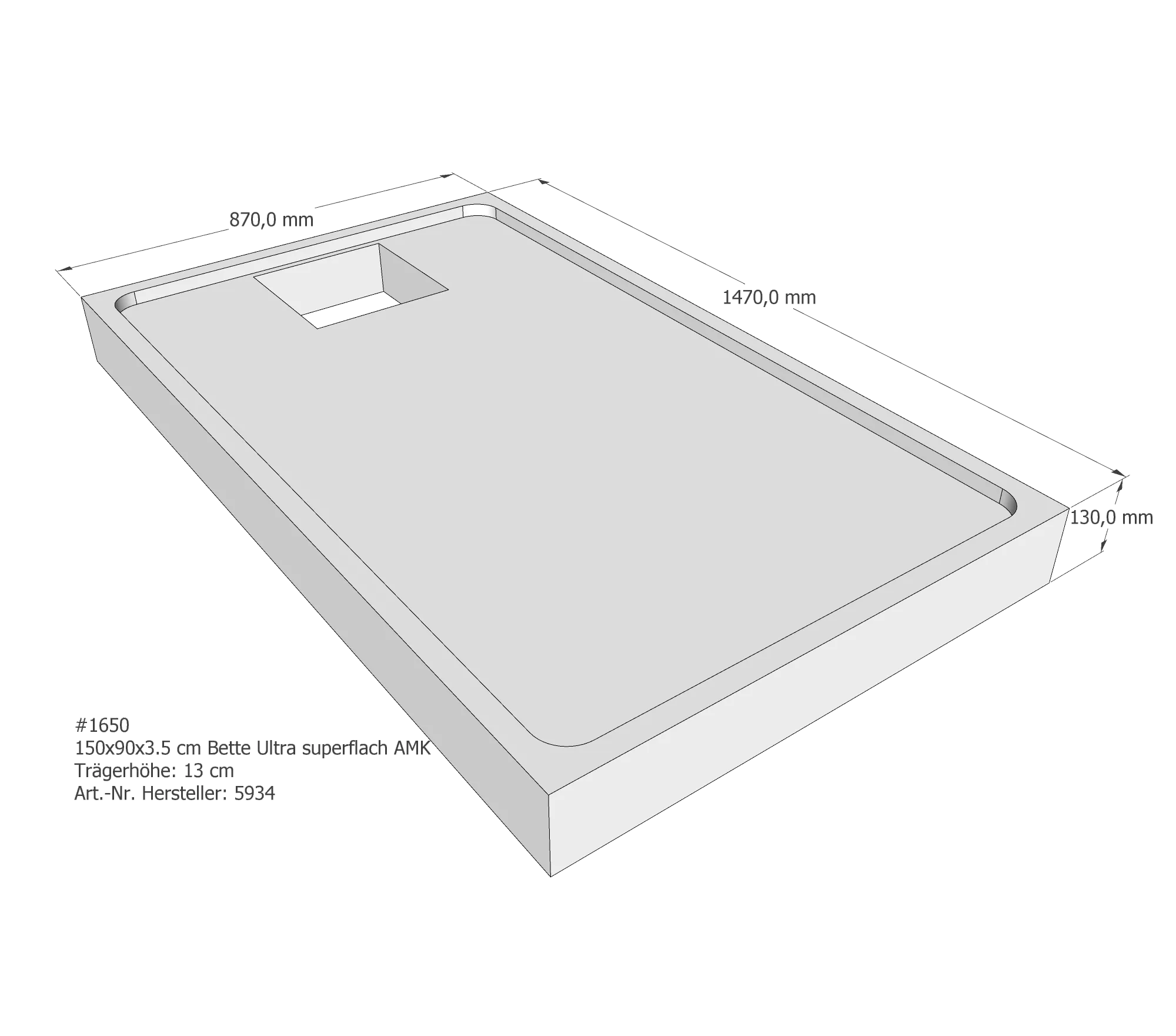 Duschwannenträger für Bette Ultra (superflach) 150 × 90 × 3,5 cm Breite: 90 cm / Länge: 150 cm Duschwannenträger für Bette Ultra (superflach) 150 × 90 × 3,5 cm Breite: 90 cm / Länge: 150 cm