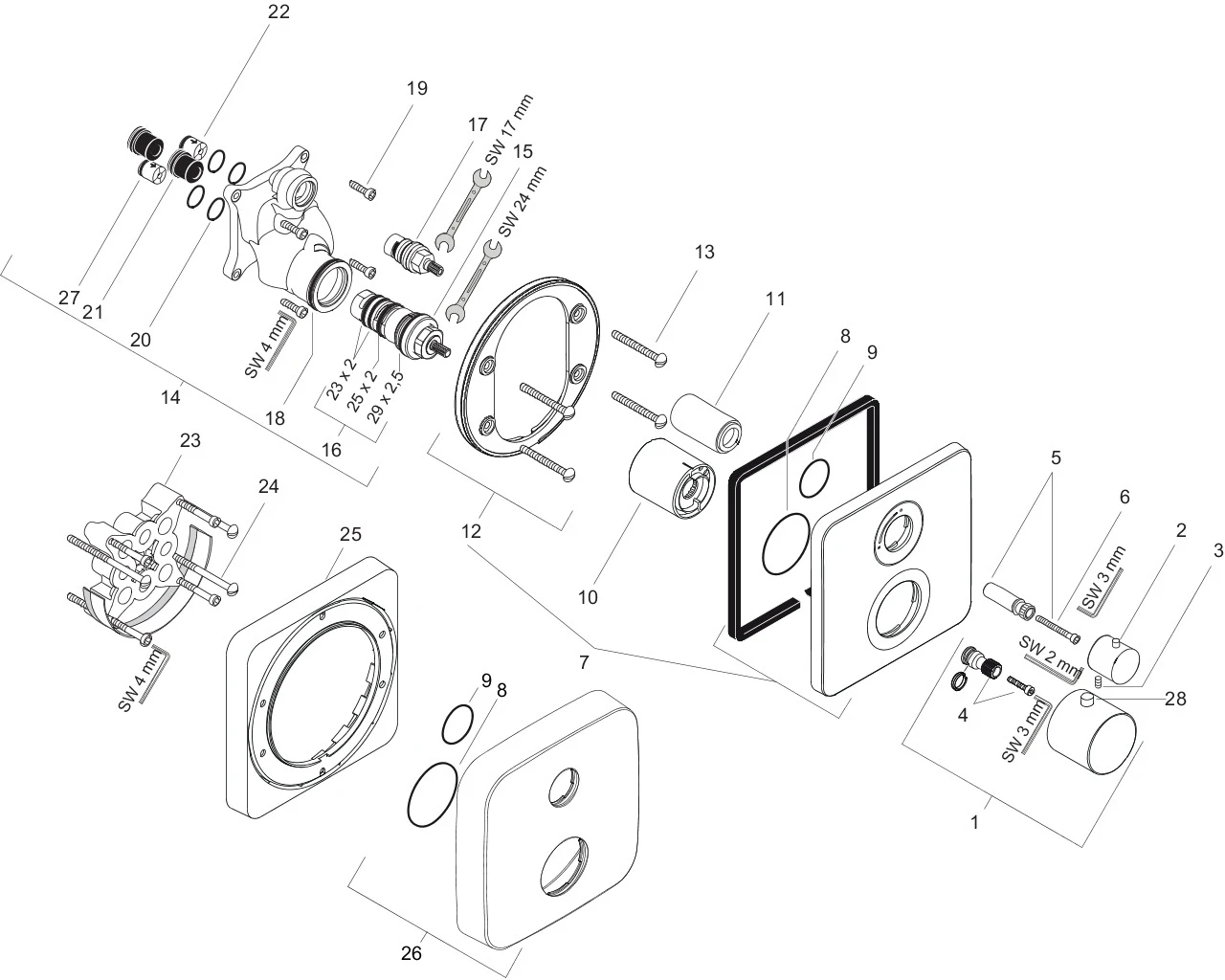 Thermostat Unterputz Axor Citterio M F-Set chrom m.Absperrventil/Hebelgriff