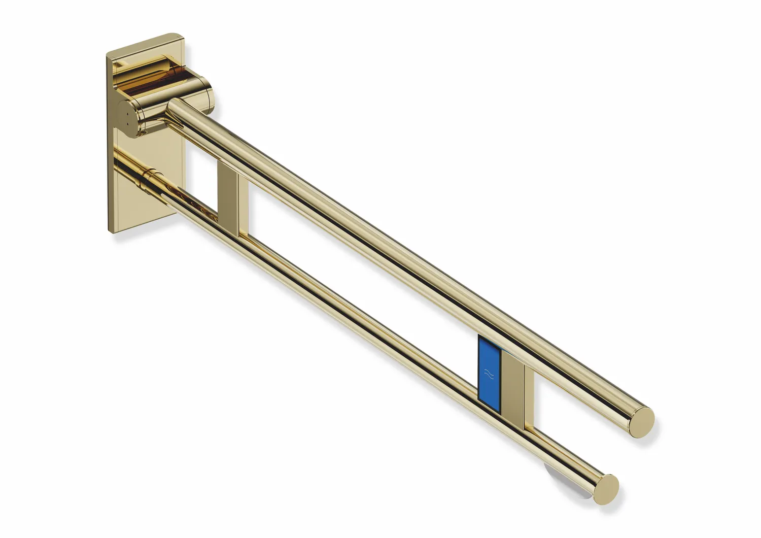 Mobiler Stützklappgriff Duo, Design A des Systems 900, Edelstahl, PVD, Ausladung 900 mm, mit WC-Papierhalter und Funk-Spülauslösung, Ausführung links, in Farbe CK (Messing glänzend) Mobiler Stützklappgriff Duo, Design A des Systems 900, Edelstahl, PVD, Ausladung 900 mm, mit WC-Papierhalter und Funk-Spülauslösung, Ausführung links, in Farbe CK (Messing glänzend)