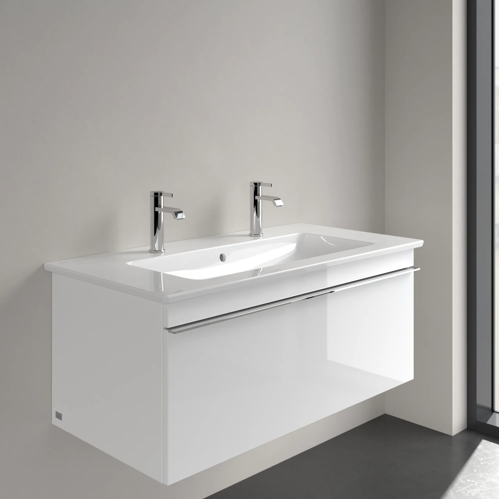 Villeroy & Boch Wandwaschtisch „Venticello“ 1000 × 500 × 170 mm, für Becken mittig, Hahnlochposition links und rechts, mit Hahnlochbohrung in Weiß Alpin