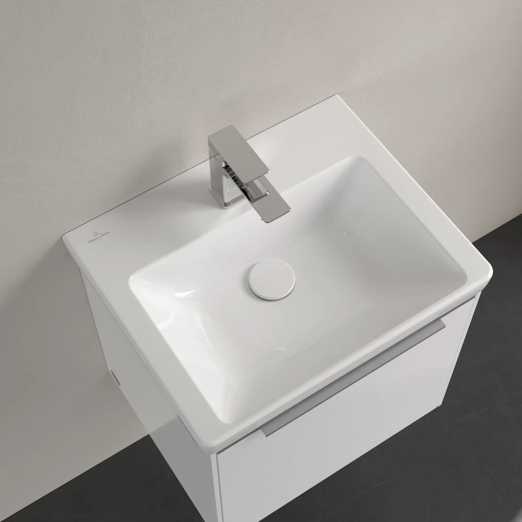 Villeroy & Boch Handwaschbecken für Montage mit Möbel „Subway 3.0“ 500 × 400 × 145 mm, mit Hahnlochbohrung, Hahnlochposition mittig in Weiß Alpin