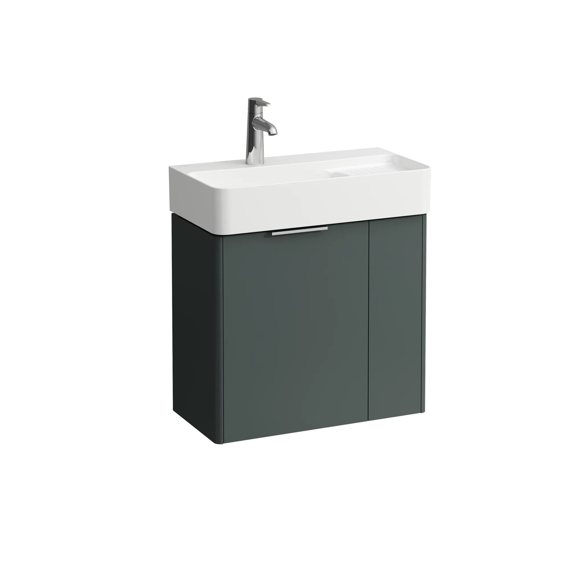 Waschtischunterbau BASE für VAL 289x584x515 2 Türen mit Griff links aluminium eloxiert für Waschtisch H815285 weiß matt Waschtischunterbau BASE für VAL 289x584x515 2 Türen mit Griff links aluminium eloxiert für Waschtisch H815285 weiß matt