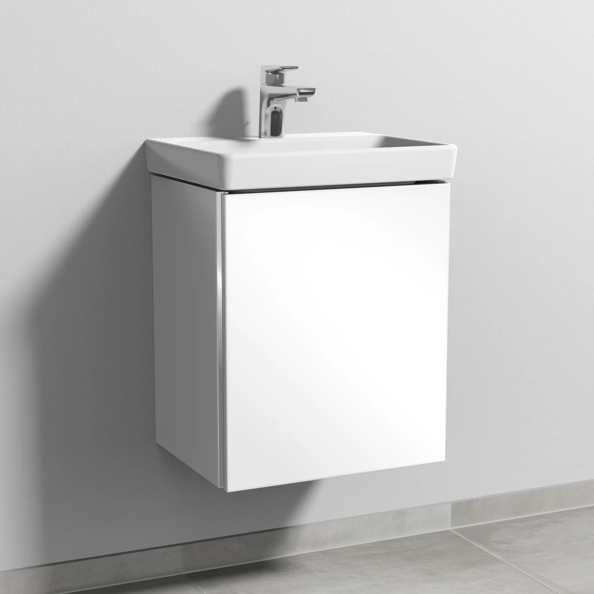 Sanipa Waschtischunterschrank „3way“ passend zu Keramik-Waschtische Avento von Villeroy & Boch 430 × 510 × 352 mm in Weiß (glanz), Anschlag rechts
