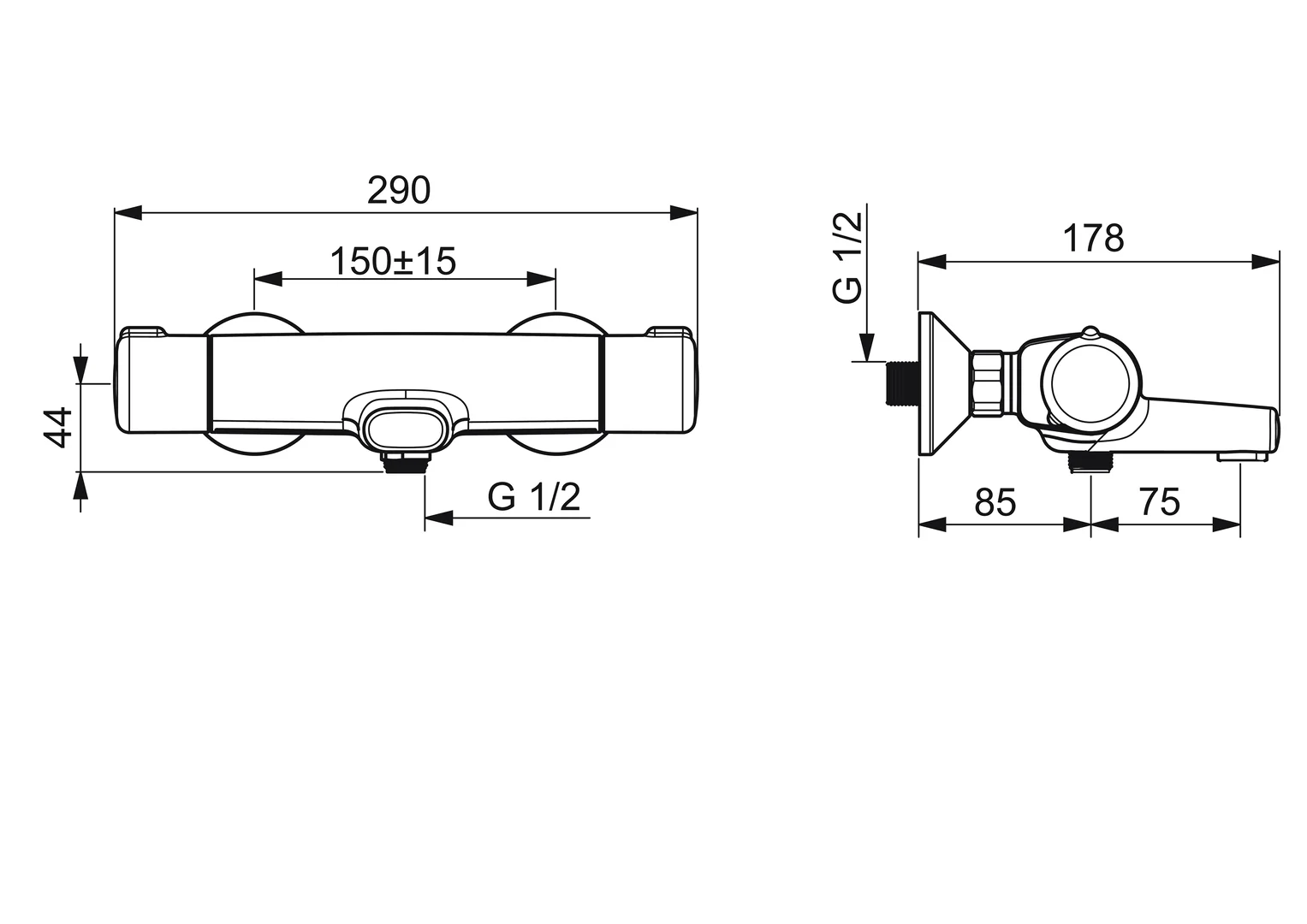HansaMICRA Wannenfüll- und Brausebatterie HansaMICRA 5816, Ausladung 159 mm DN15, Matt-Schwarz HansaMICRA Wannenfüll- und Brausebatterie HansaMICRA 5816, Ausladung 159 mm DN15, Matt-Schwarz