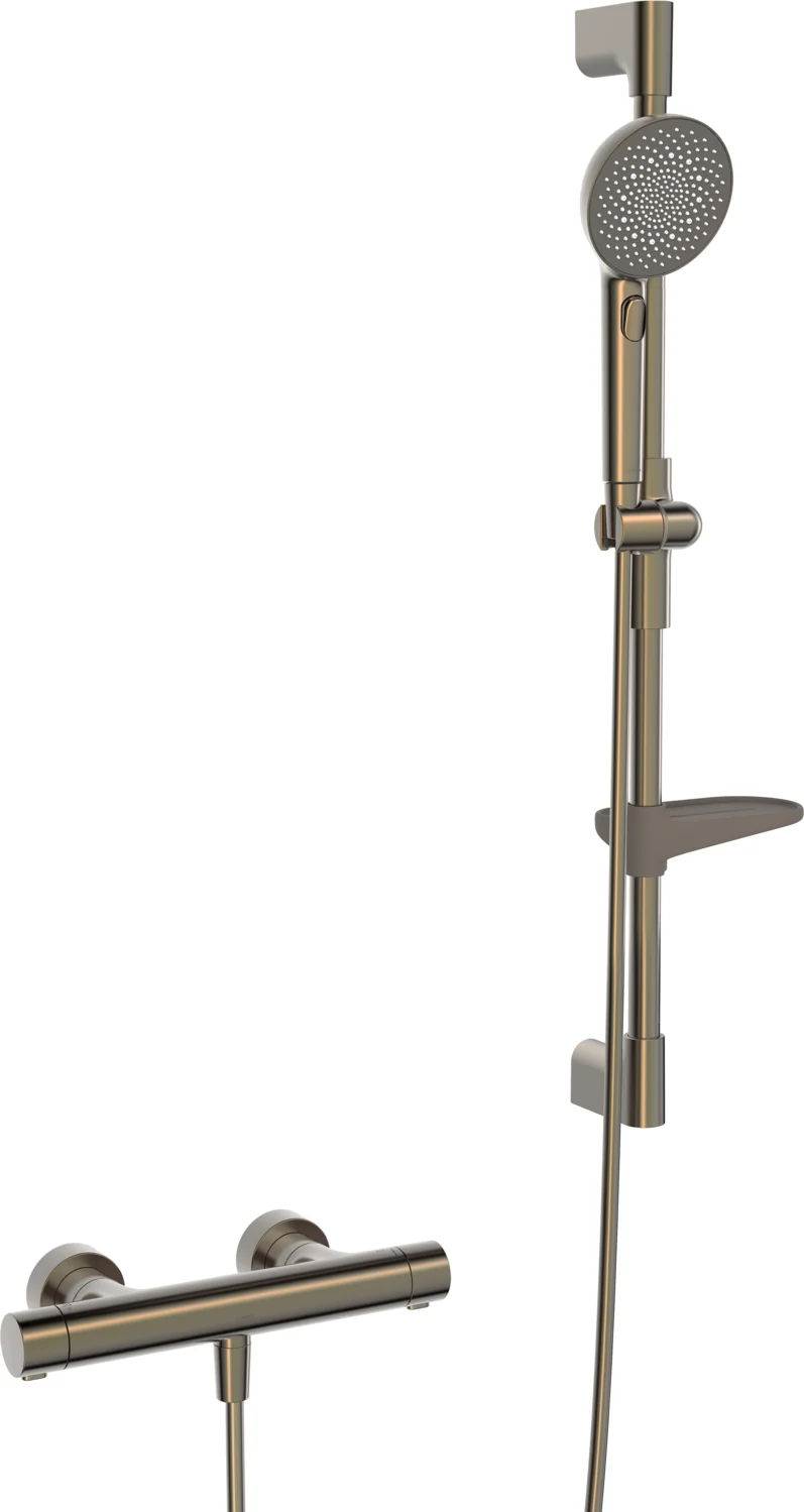 HansaPRISMA Duscharmatur, Wandmontage, Thermostat, Bronze gebürstet, 3-strahlig, 770 mm HansaPRISMA Duscharmatur, Wandmontage, Thermostat, Bronze gebürstet, 3-strahlig, 770 mm