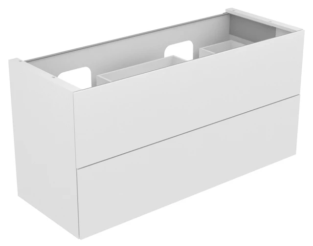 KEUCO Waschtischunterschrank mit Auszügen „Edition 11“ Anthrazit (Glas), Anthrazit (Lack, seidenmatt), links und rechts, ohne Beleuchtung 1400 × 700 × 535 mm