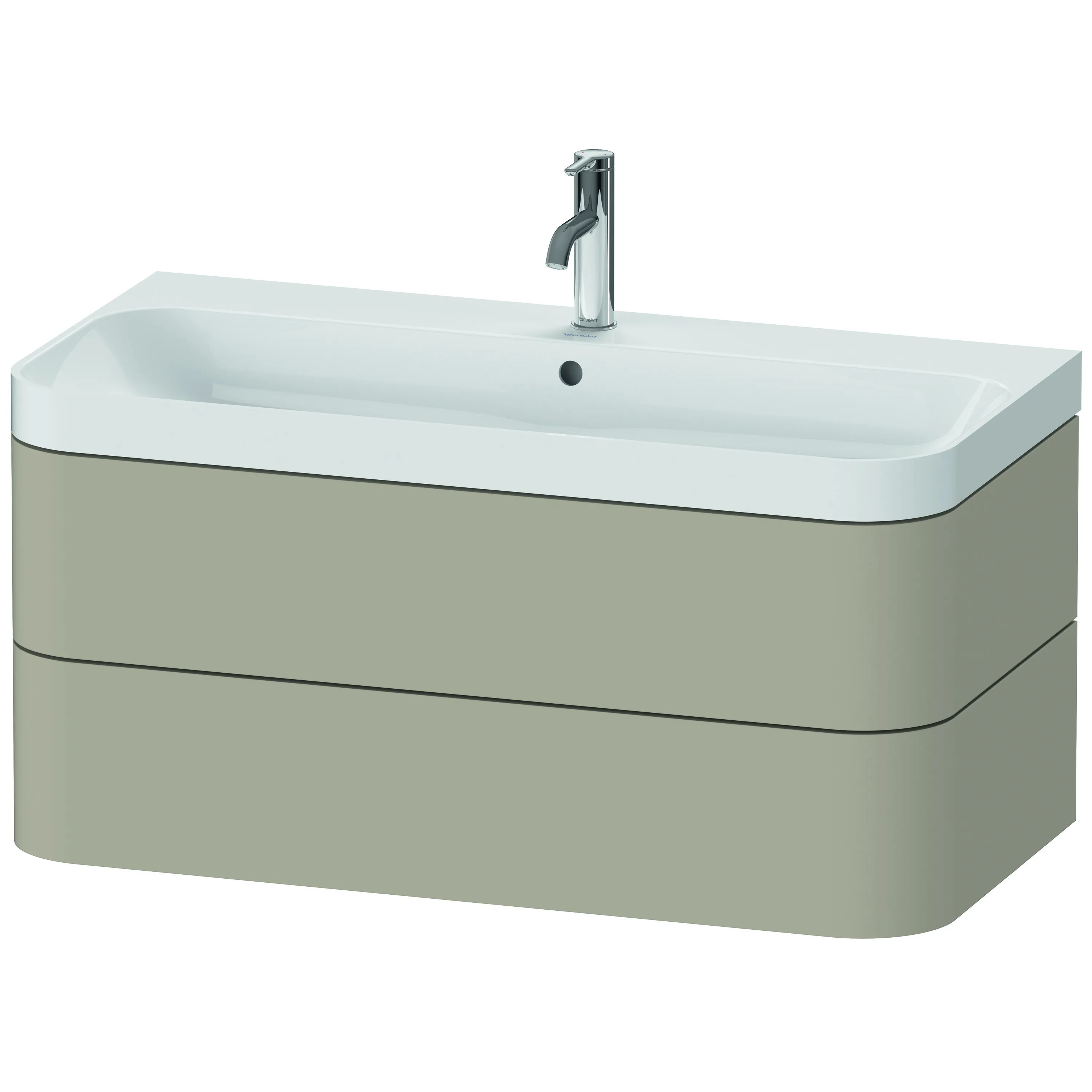Duravit Waschtischunterschrank c-shaped Set wandhängend „Happy D.2 Plus“ 97,5 × 48 × 49 cm Taupe Seidenmatt