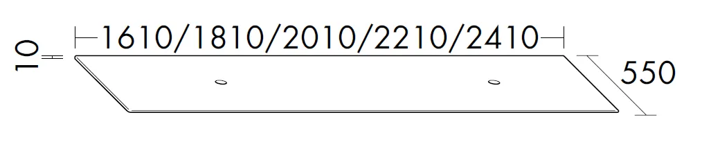 Glas-Konsolenplatte, Konsolenplatte doppel, 10 mm;Unterseite farbig lackiert;2 Beckenausschnitte, Tiefe: 550 mm, Breite: 1810 mm, Höhe: 10 mm Glas-Konsolenplatte, Konsolenplatte doppel, 10 mm;Unterseite farbig lackiert;2 Beckenausschnitte, Tiefe: 550 mm, Breite: 1810 mm, Höhe: 10 mm