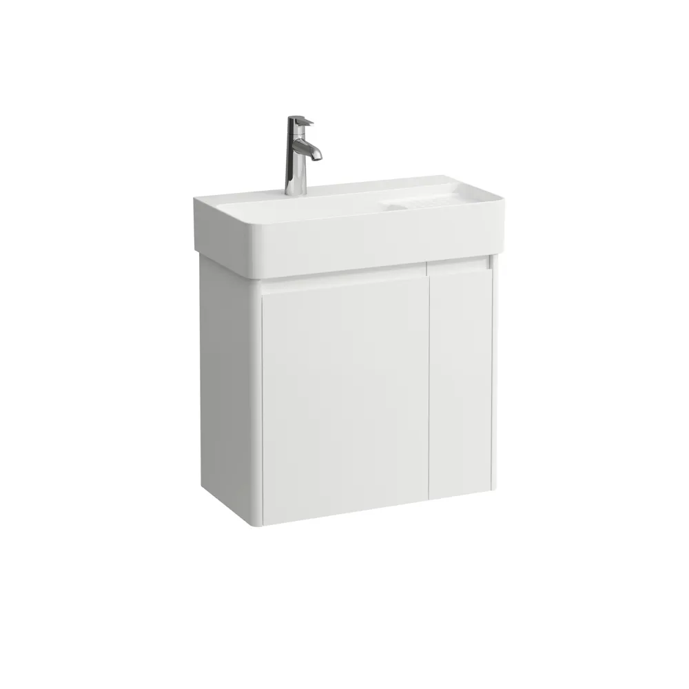 Waschtischunterbau BASE 2.0 für VAL 294x572x515 2 Türen mit Griffmulde links für Waschtisch H815285 weiß matt Waschtischunterbau BASE 2.0 für VAL 294x572x515 2 Türen mit Griffmulde links für Waschtisch H815285 weiß matt