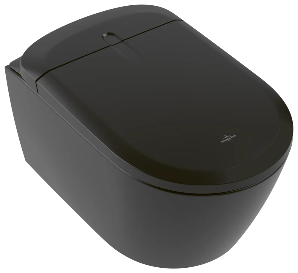 Villeroy & Boch Dusch-WC Supreo, oval, Pure Black CeramicPlus, 384 x 612 x 423 mm, spülrandlos, wandhängend mit DirectFlush-Technologie Villeroy & Boch Dusch-WC Supreo, oval, Pure Black CeramicPlus, 384 x 612 x 423 mm, spülrandlos, wandhängend mit DirectFlush-Technologie