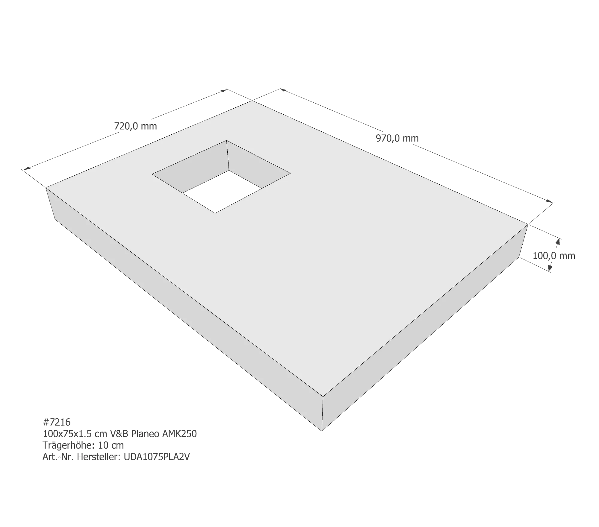 Duschwannenträger passend für Villeroy & Boch Planeo 100 × 75 × 1,5 cm