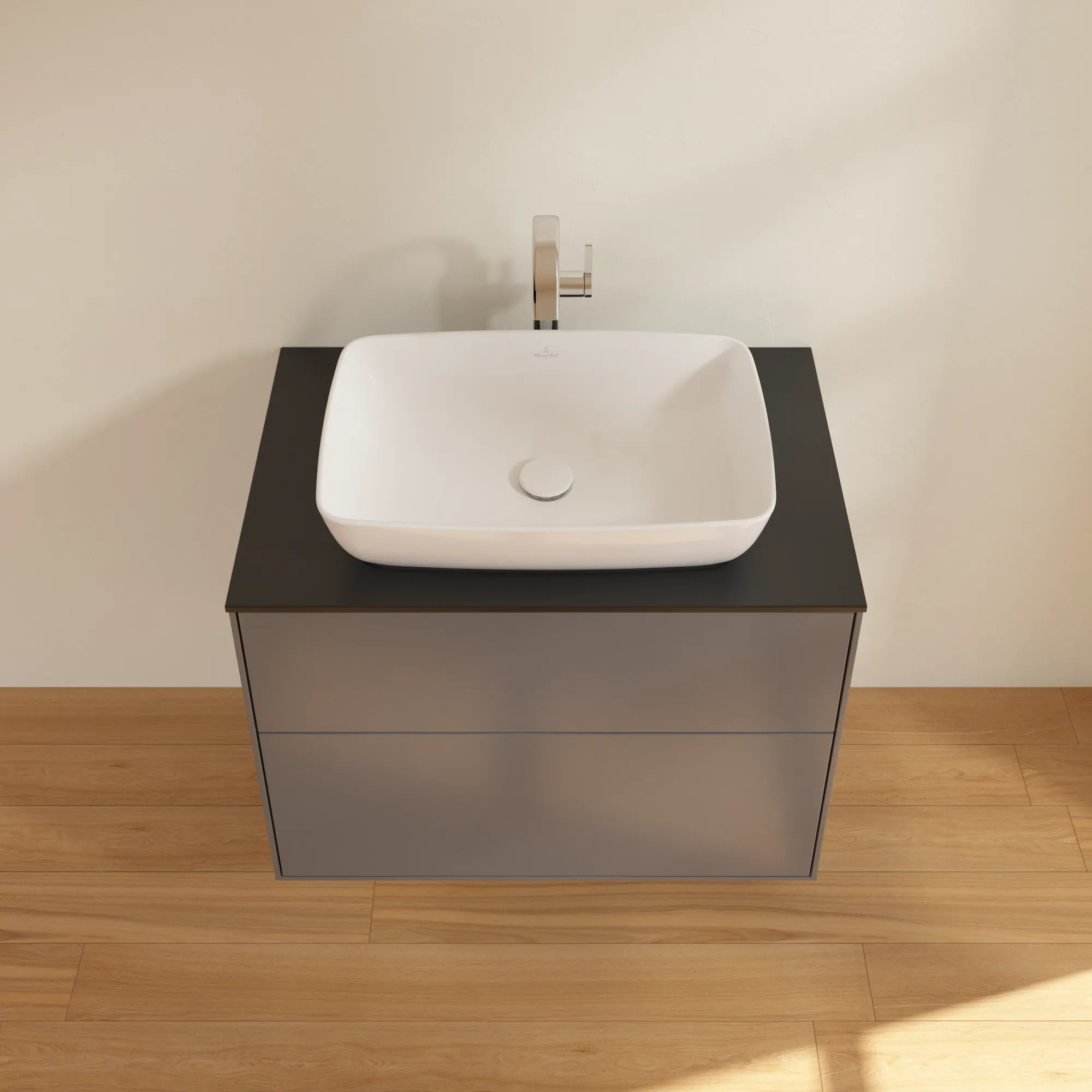 Villeroy & Boch Finion Waschbeckenunterschrank F75 800x603x501mm Anthracite Matt Lacquer / Glass Black Matt Villeroy & Boch Finion Waschbeckenunterschrank F75 800x603x501mm Anthracite Matt Lacquer / Glass Black Matt