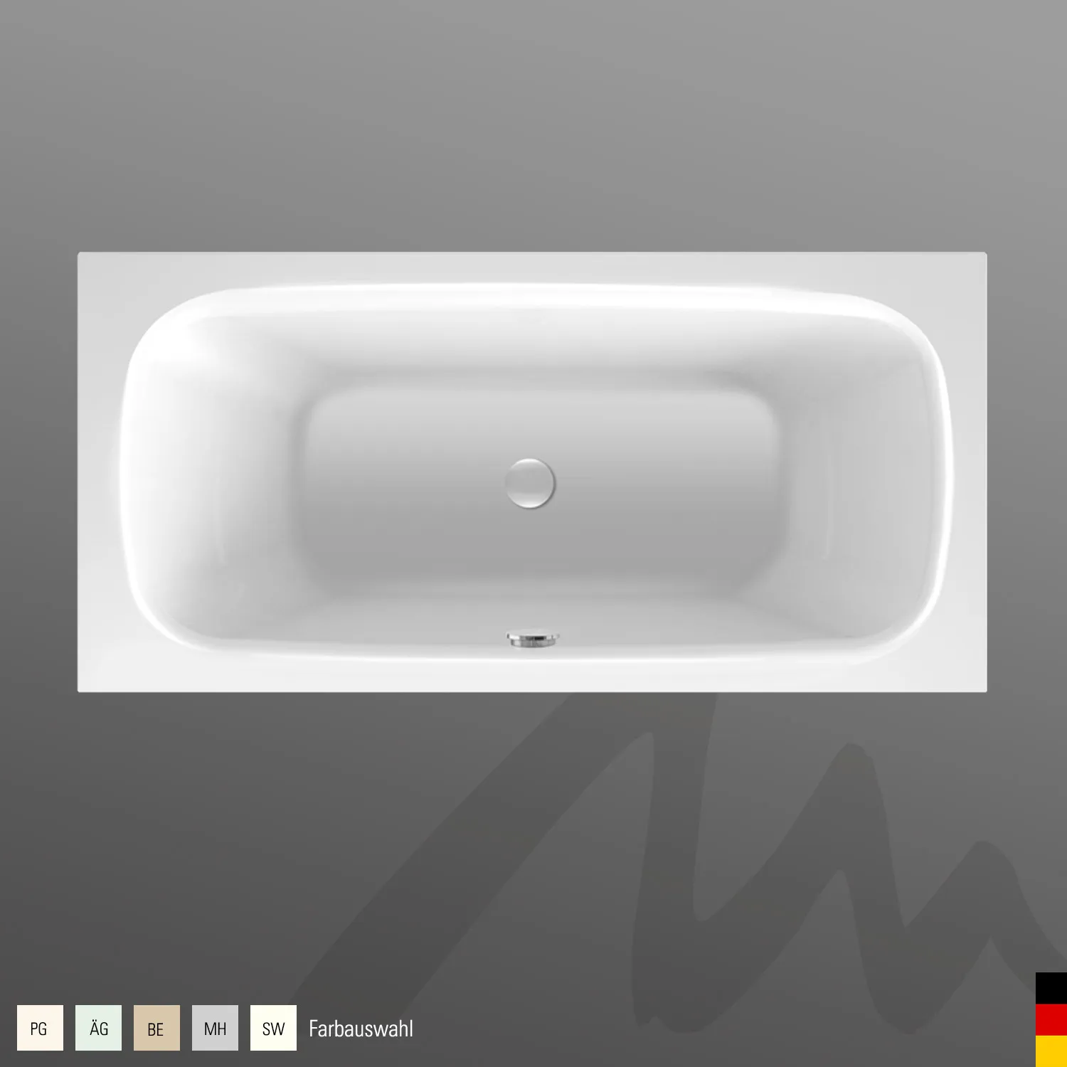 Mauersberger Acryl-Badewanne nivalis square duo 1800x900x450, Farbgruppe: 2 Mauersberger Acryl-Badewanne nivalis square duo 1800x900x450, Farbgruppe: 2