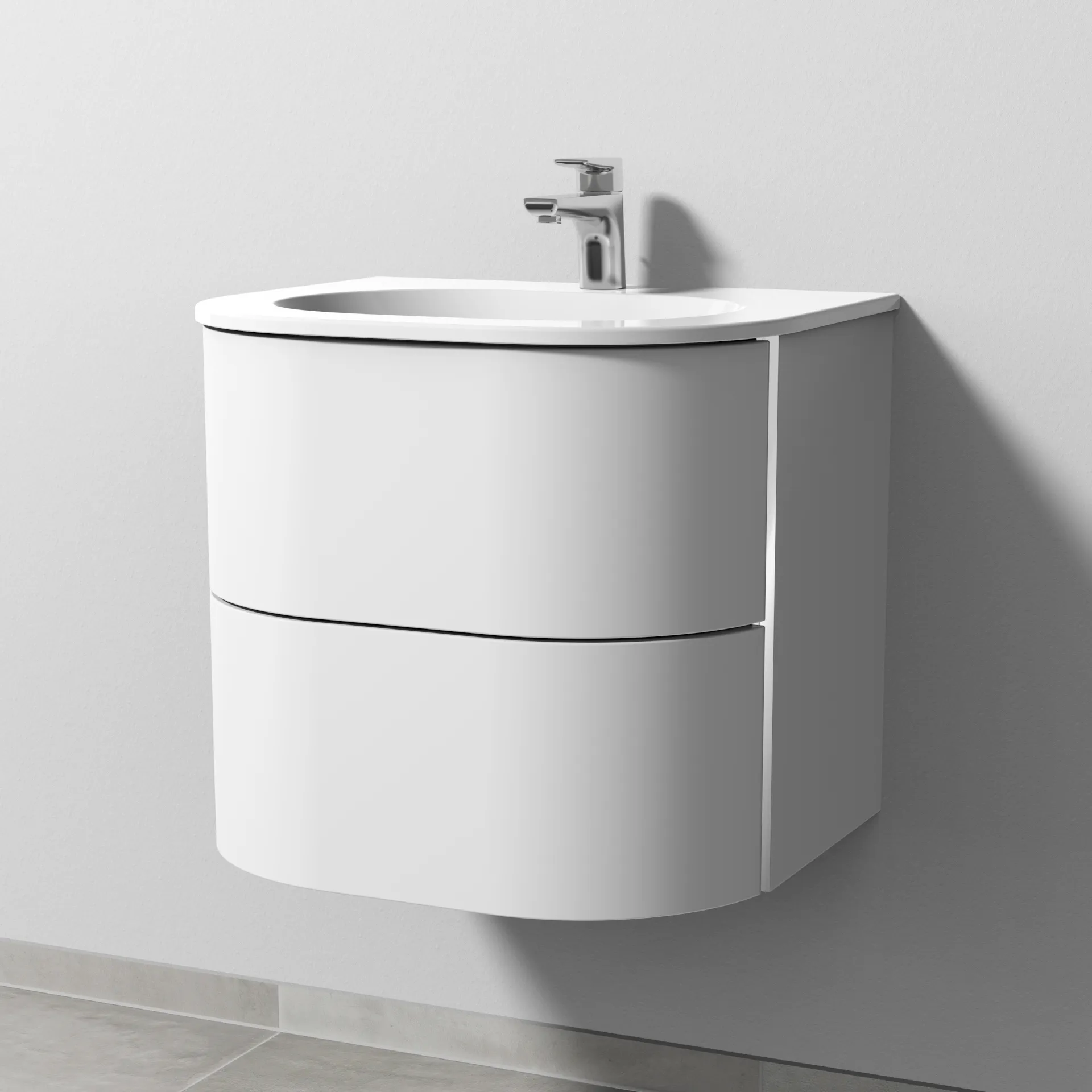 Sanipa 4balance Set Keramik-Waschtisch mit Auszügen DL401 – Weiß-Matt