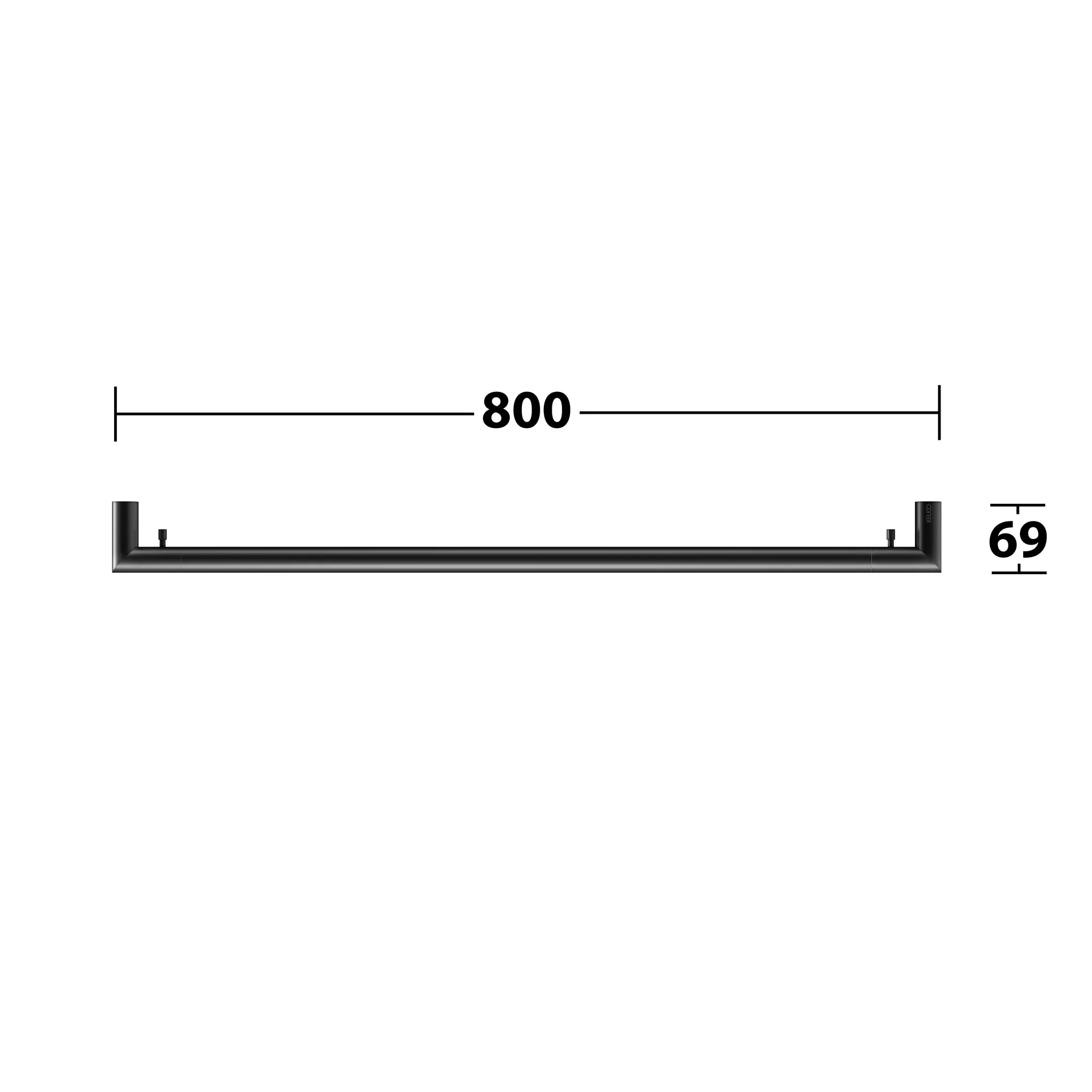 REVA 12801370800 Badetuchhalter mit integriertem Haken 800 mm schwarz