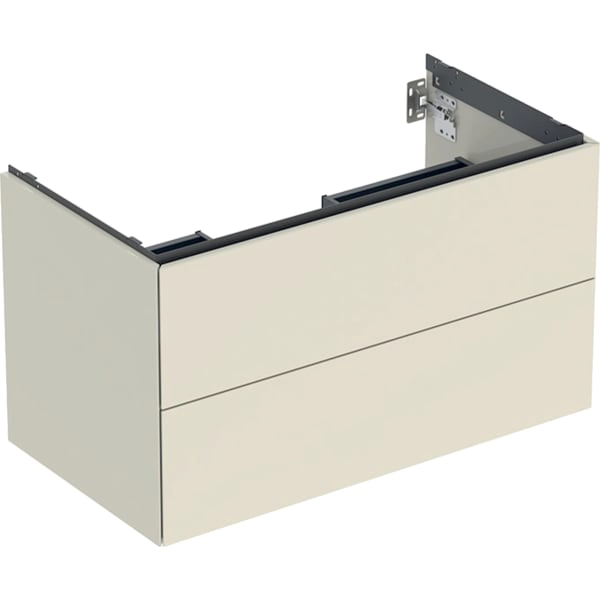 Geberit Waschtischunterschrank „ONE“ sandgrau / lackiert hochglänzend Geberit Waschtischunterschrank „ONE“ sandgrau / lackiert hochglänzend