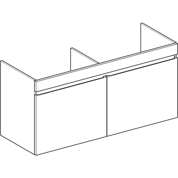 Renova Plan Unterschrank für Doppelmöbelwaschtisch, mit zwei Schubladen und zwei Innenschubladen: 129x60.5x47.3cm, Nussbaum hickory hell