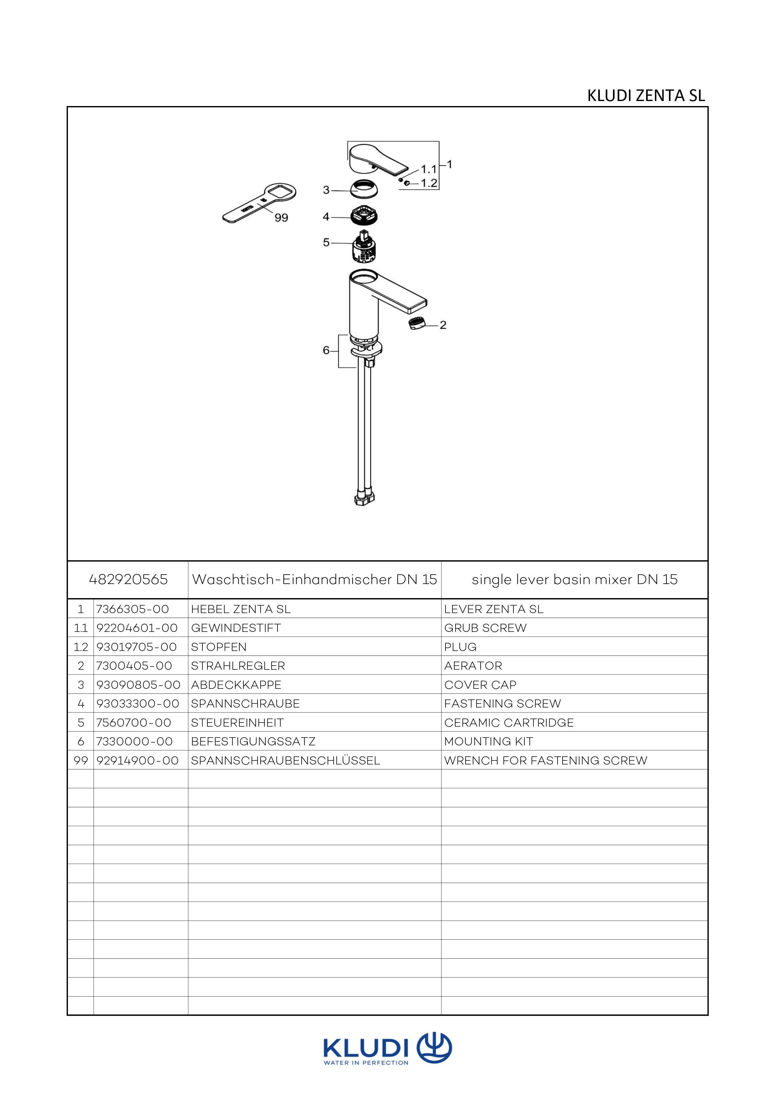 Kludi ZENTA SL Waschtisch-EHM 100mm, chrom Kludi ZENTA SL Waschtisch-EHM 100mm, chrom