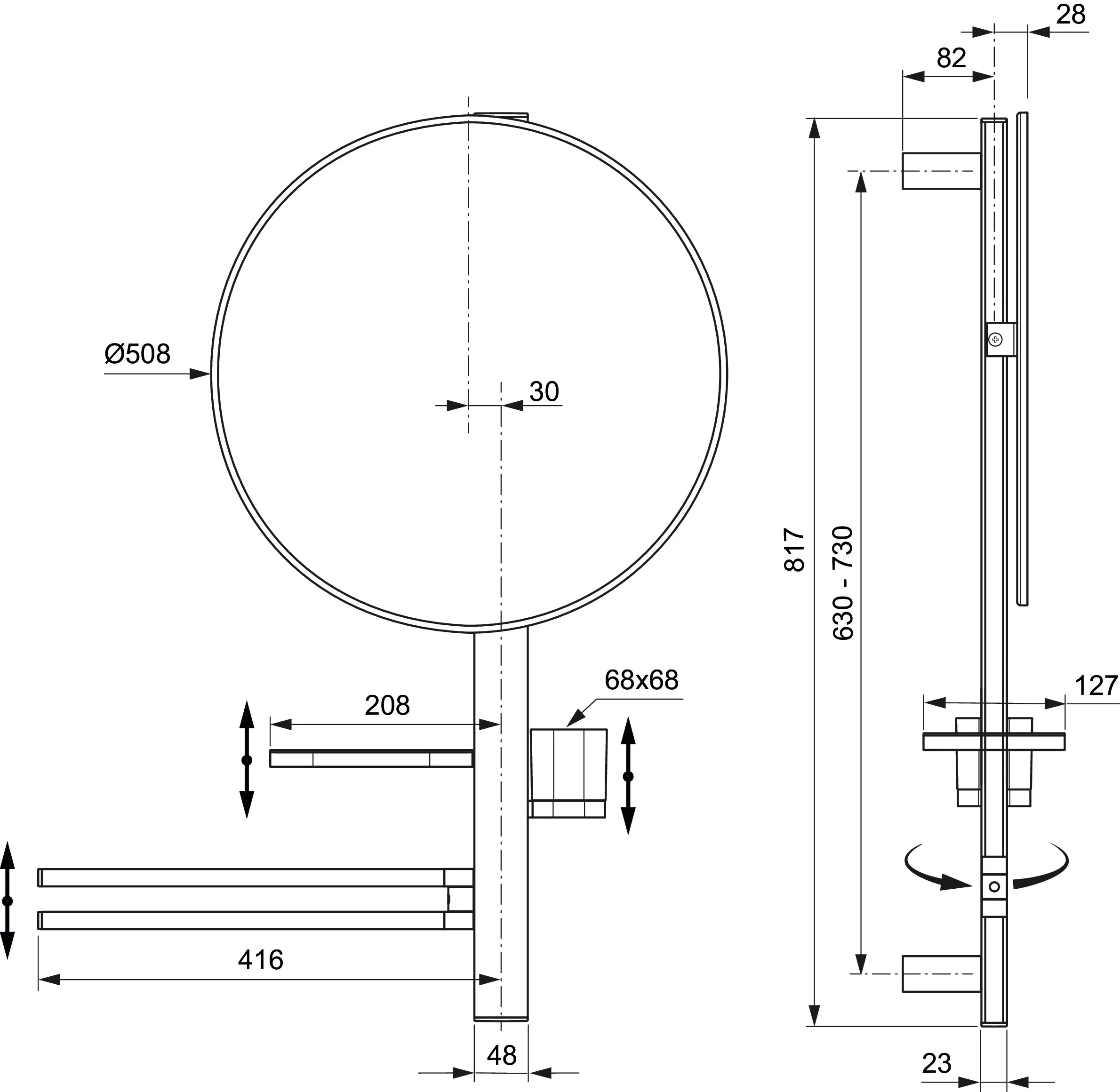 Ideal Standard Spiegel „Alu+“ 67 × 81,7 cm in Rose