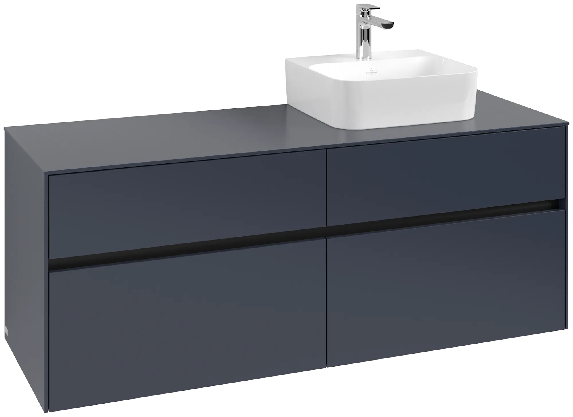 Villeroy & Boch Waschtischunterschrank „Collaro“ 1400 × 548 × 500 mm Marine Blue, ohne Beleuchtung, für Becken rechts Villeroy & Boch Waschtischunterschrank „Collaro“ 1400 × 548 × 500 mm Marine Blue, ohne Beleuchtung, für Becken rechts
