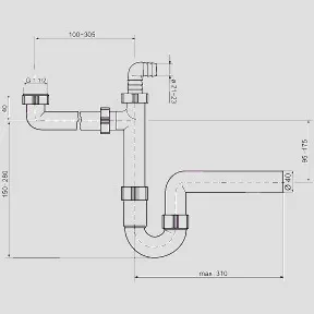 Sanit Raumsparsiphon mit 1 Geräteanschluss G 1 1/2″ × 40 in Edelstahl (gebürstet) Sanit Raumsparsiphon mit 1 Geräteanschluss G 1 1/2″ × 40 in Edelstahl (gebürstet)