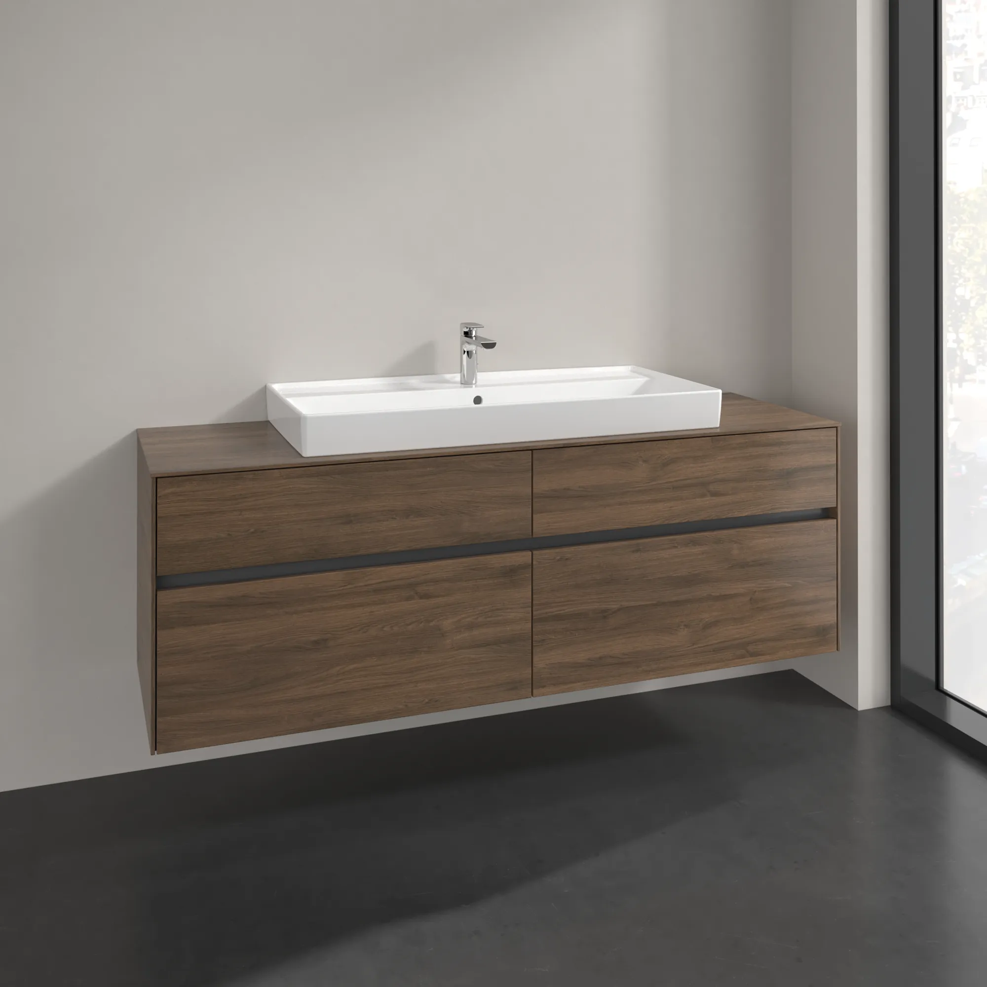 Villeroy & Boch Waschtischunterschrank „Collaro“ 1600 × 548 × 500 mm Arizona Oak, ohne Beleuchtung, für Becken mittig
