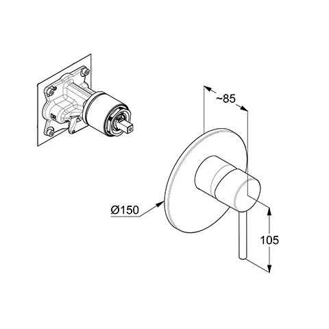 Kludi BOZZ UP-Br-EHM Feinbau-Set m. Funktionseinheit für 88022, mattschwarz