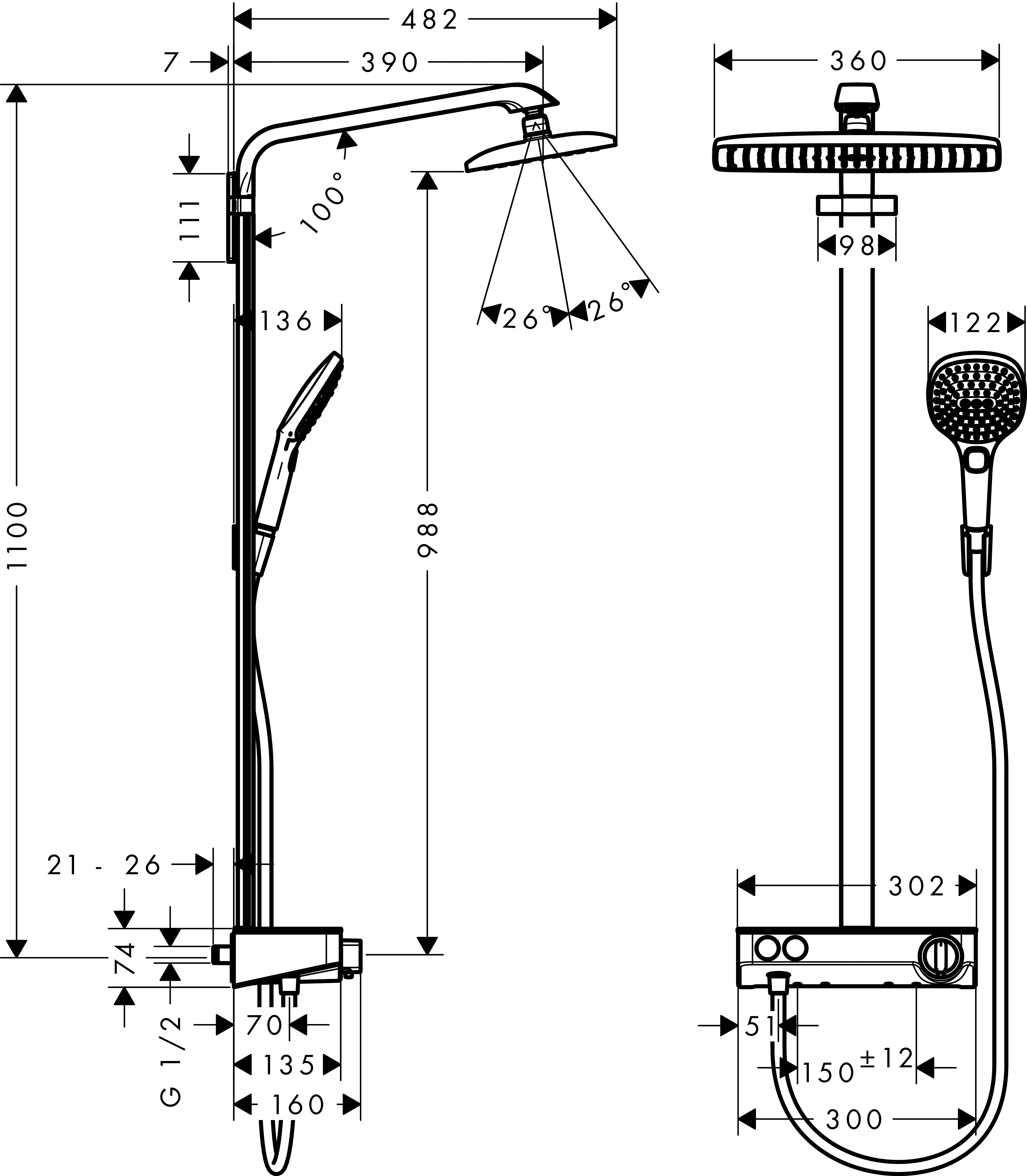 Showerpipe Raindance Select chrom mit ShowerTablet KB Raindance E 360 ST