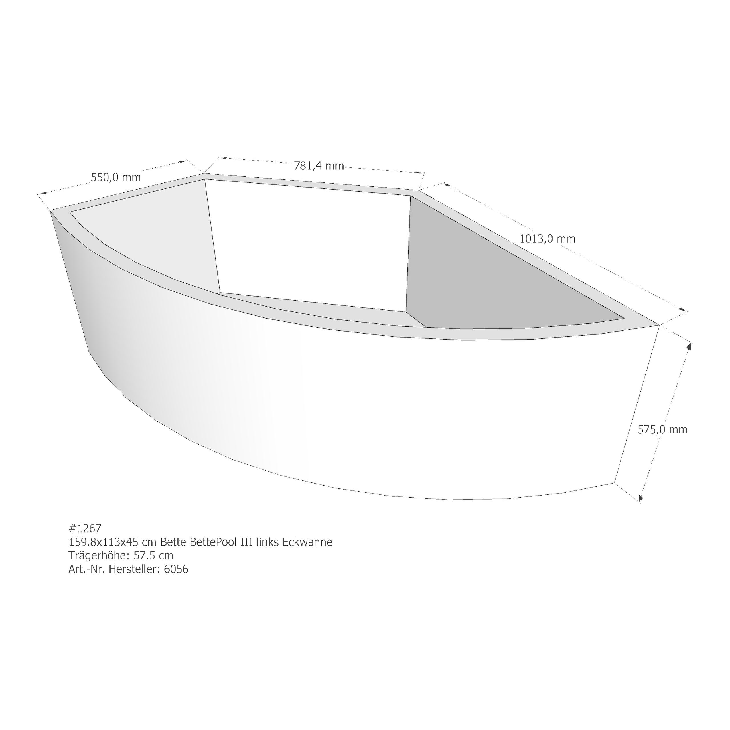 Badewannenträger für Bette Pool III links links 159,8 × 113 × 45 cm Badewannenträger für Bette Pool III links links 159,8 × 113 × 45 cm