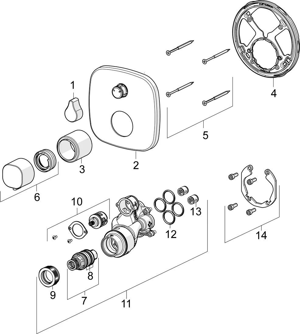 HansaLIVING Wannen- und Brausearmatur Thermostat Fertigsets HansaLIVING 8114 Rosette soft edge DN15 Chrom
