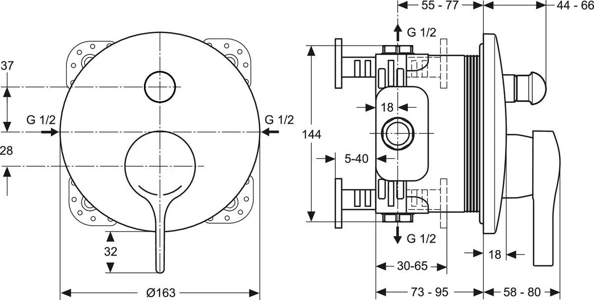 Badearmatur Unterputz Melange, Bausatz 2, Ros. Durchmesser:163mm, eigensicher nach DIN EN 1717, Chrom Badearmatur Unterputz Melange, Bausatz 2, Ros. Durchmesser:163mm, eigensicher nach DIN EN 1717, Chrom