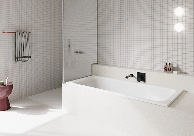 BetteSelect Badewanne Rechteck mit seitlichem Überlauf, weiß, glasierter Titan-Stahl, 1600 x 700 mm, Fußende rechts, Überlauf vorne, Einbau, Unterbau, Bade-Duschkombination