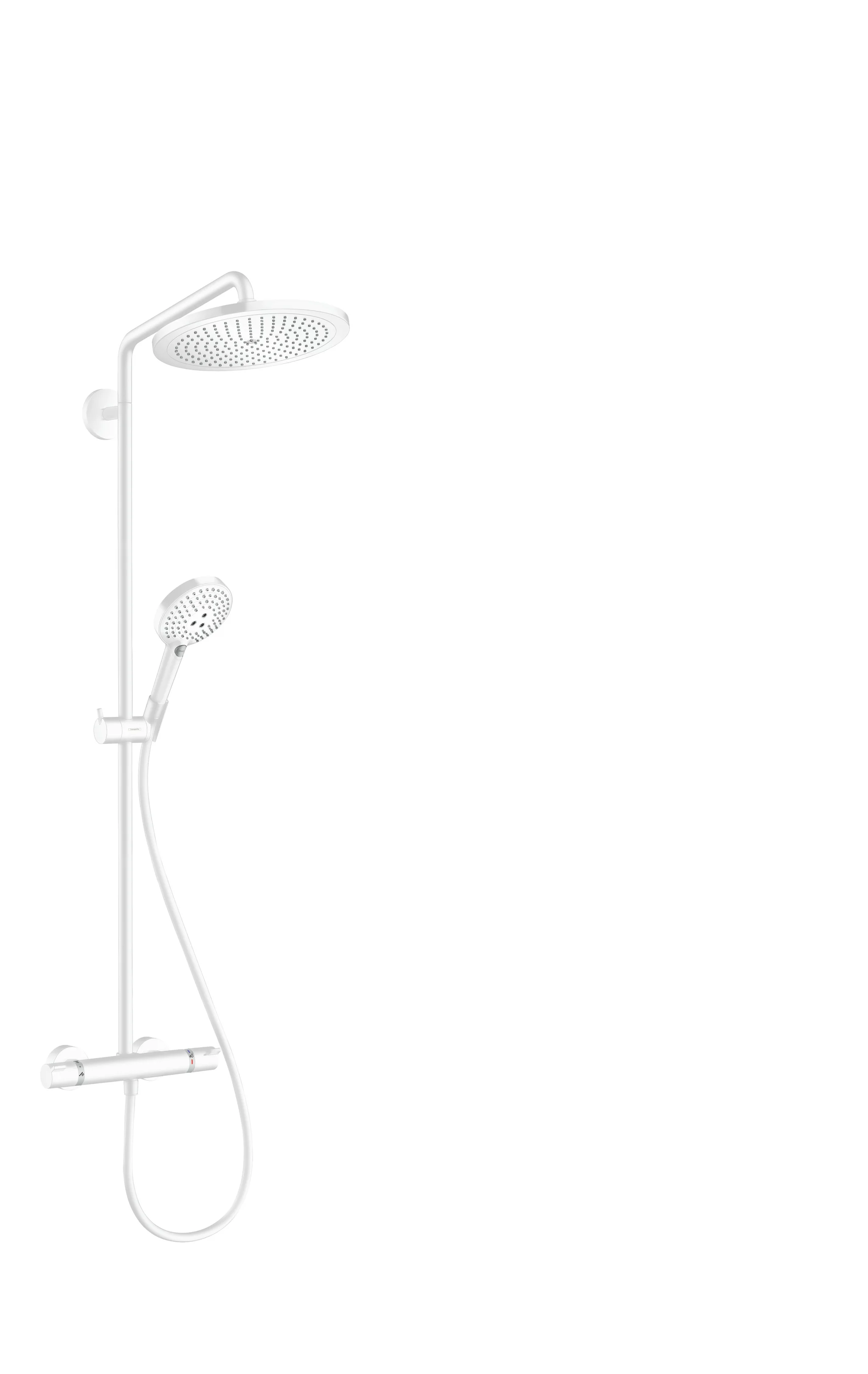 Hansgrohe Croma Select S Showerpipe 280 mit Raindance Handbrause mattweiß – 1-Jet-Kopfbrause, Thermostat, schwenkbarer Arm, Aufputzinstallation Hansgrohe Croma Select S Showerpipe 280 mit Raindance Handbrause mattweiß – 1-Jet-Kopfbrause, Thermostat, schwenkbarer Arm, Aufputzinstallation