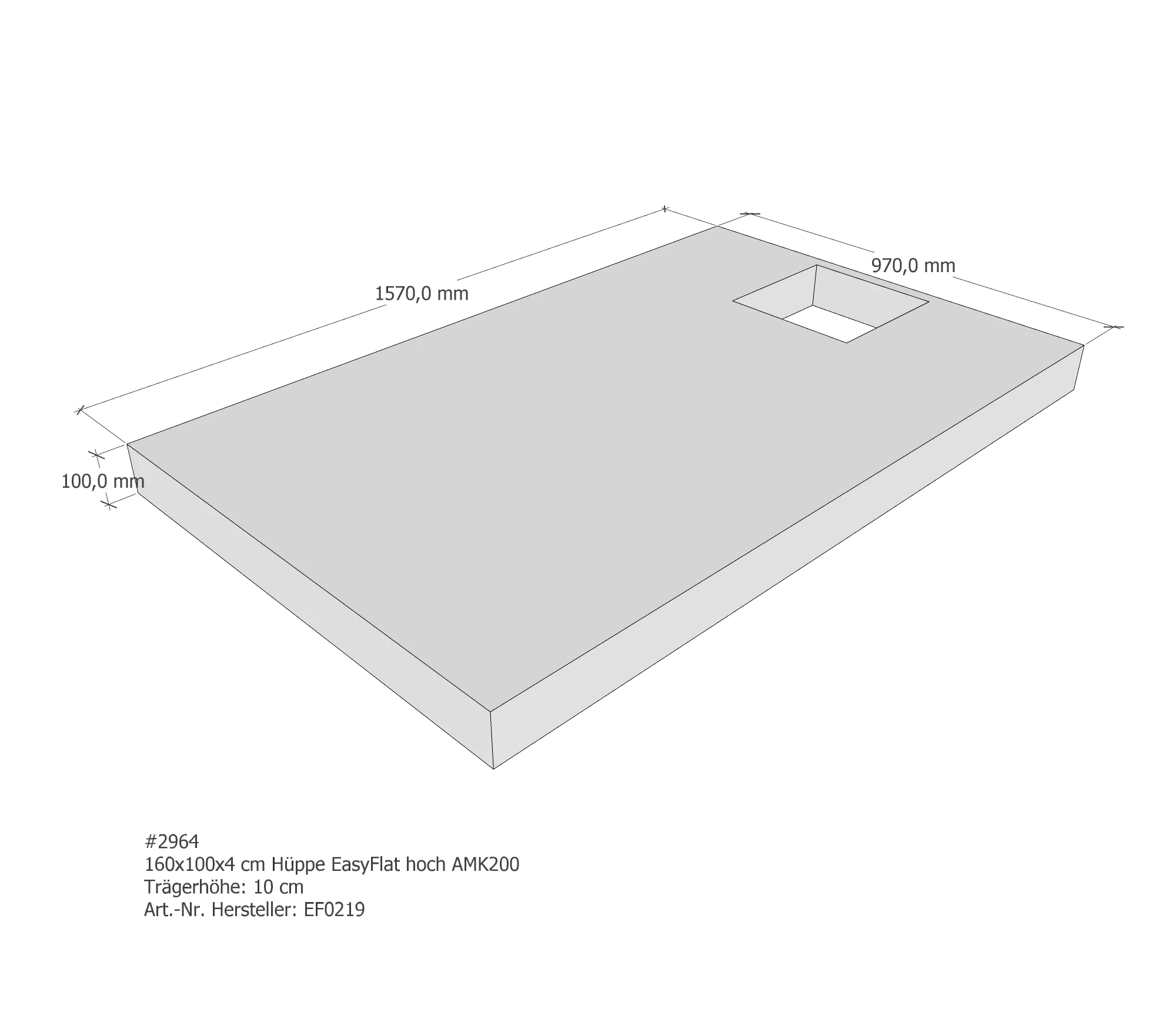 Duschwannenträger passend für Hüppe EasyFlat 160 × 100 × 4 cm Duschwannenträger passend für Hüppe EasyFlat 160 × 100 × 4 cm