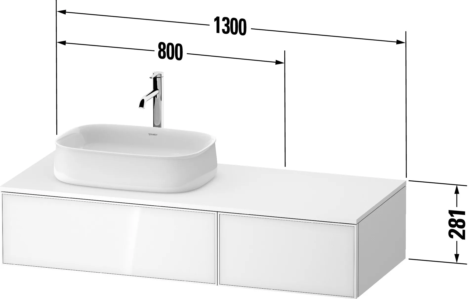 Duravit Waschtischunterschrank wandhängend „Zencha“ 130 × 28,1 × 55 cm