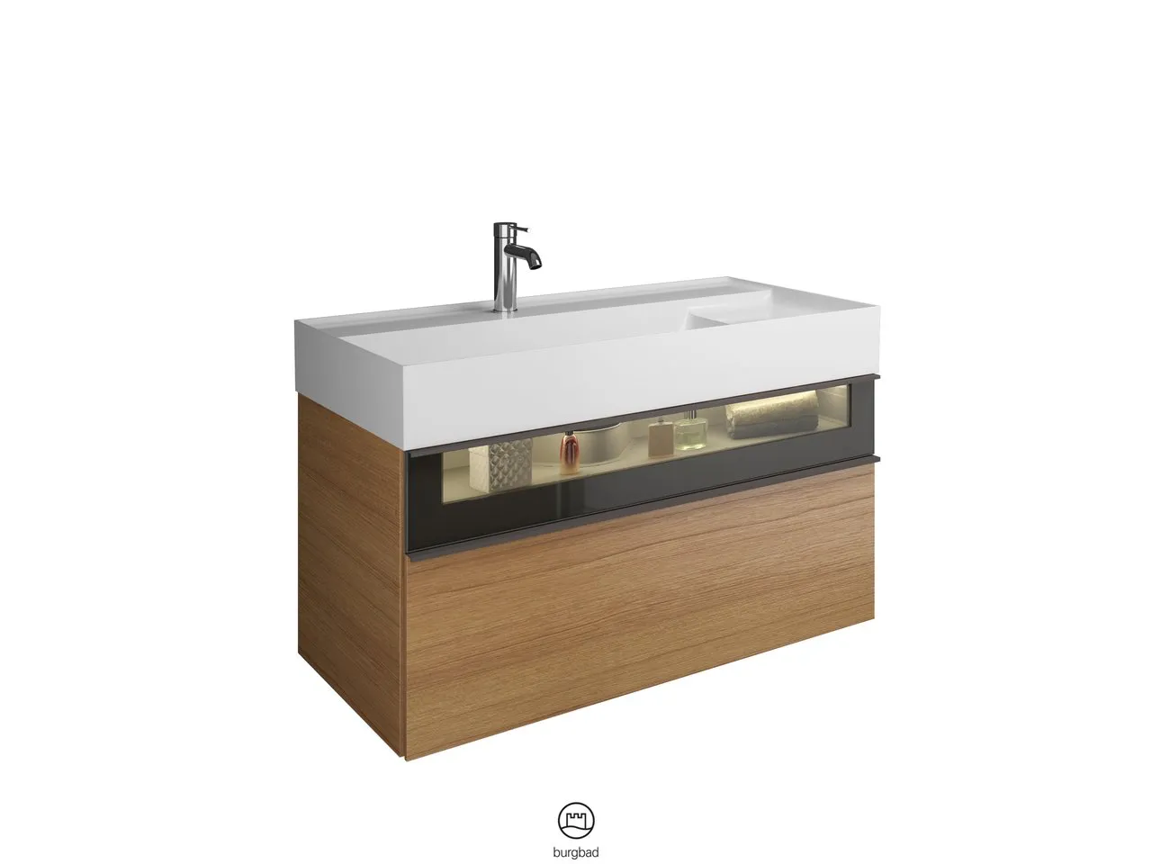 burgbad Yumo Mi-Waschtisch inkl. WTU SFMX102, Mineralguss, 470x1015x610mm, PG1 burgbad Yumo Mi-Waschtisch inkl. WTU SFMX102, Mineralguss, 470x1015x610mm, PG1