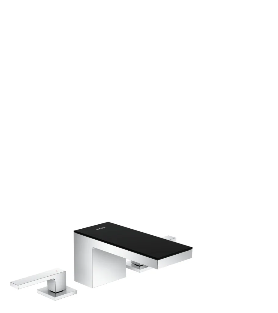 Hansgrohe AXOR MyEdition 3-Loch Waschtischarmatur schwarz/chrom, Ausladung 151 mm, Auslaufhöhe 70 mm, Hebelgriff, PowderRain Strahlart