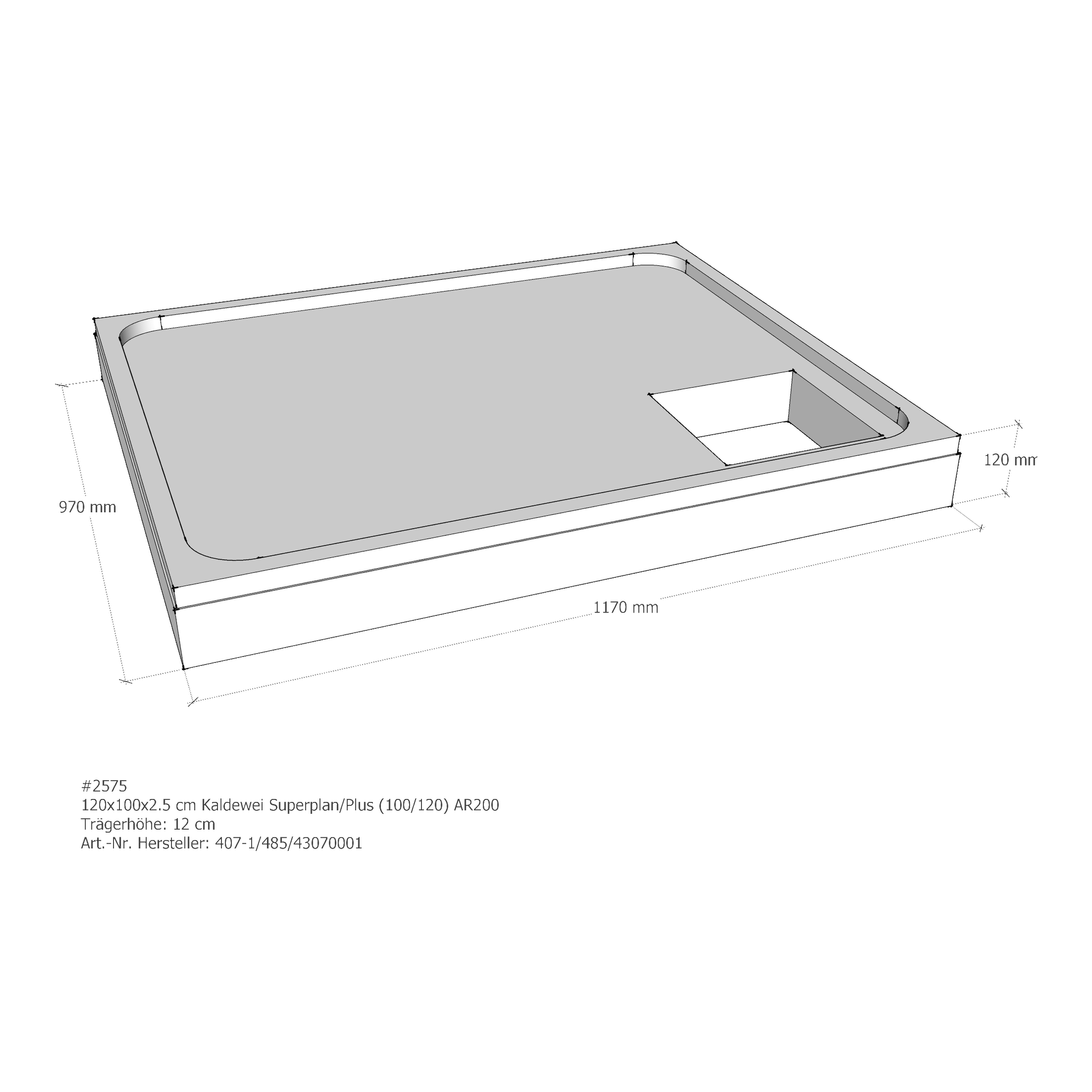 Duschwannenträger für Kaldewei Superplan (Plus) 100 × 120 × 2,5 cm
