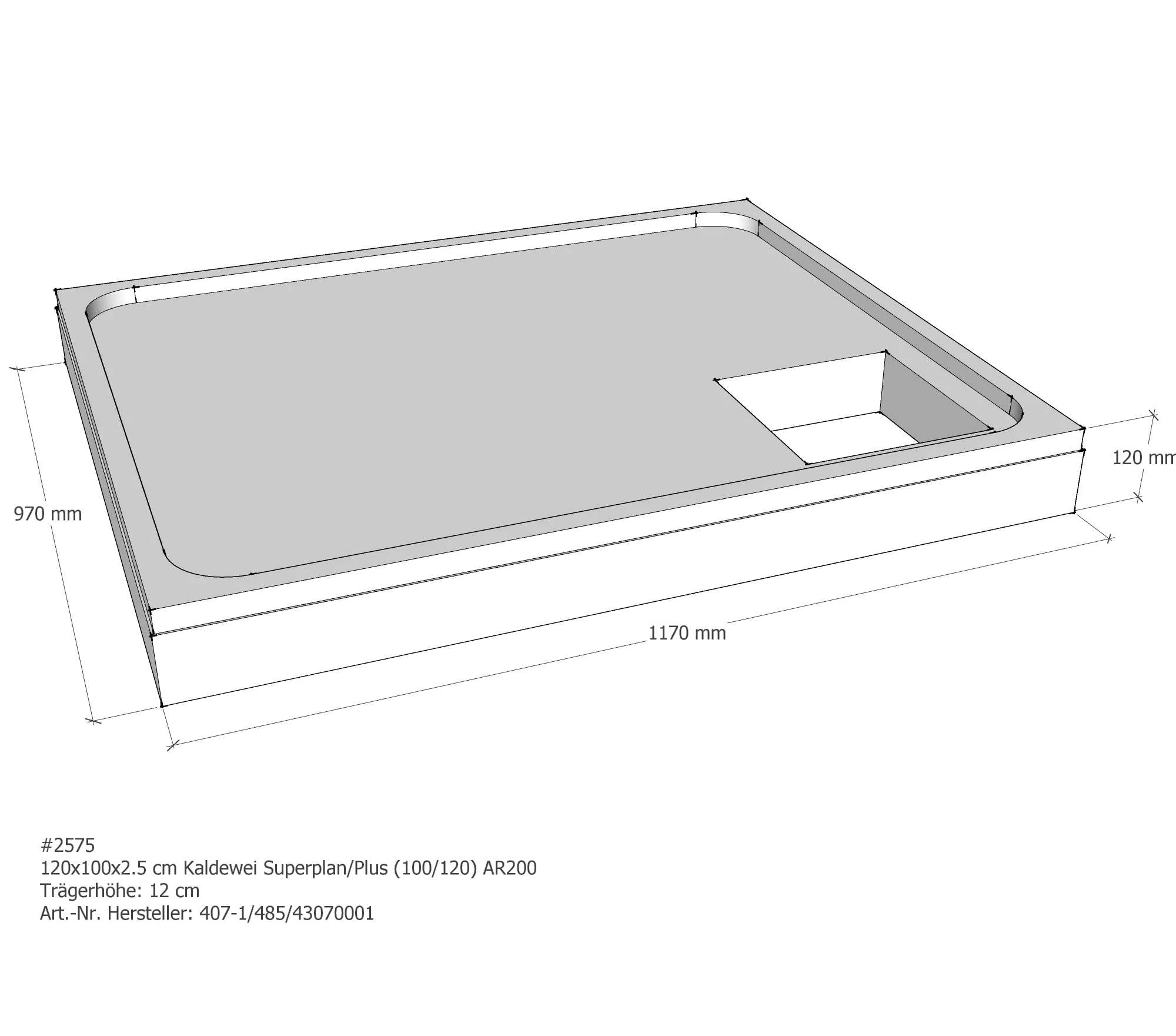 Duschwannenträger für Kaldewei Superplan (Plus) 100 × 120 × 2,5 cm Breite: 120 cm / Länge: 100 cm Duschwannenträger für Kaldewei Superplan (Plus) 100 × 120 × 2,5 cm Breite: 120 cm / Länge: 100 cm