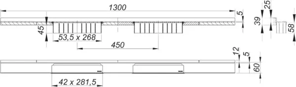 Duschrinne CeraWall Select N Duo Edelstahl poliert, 1300 mm
